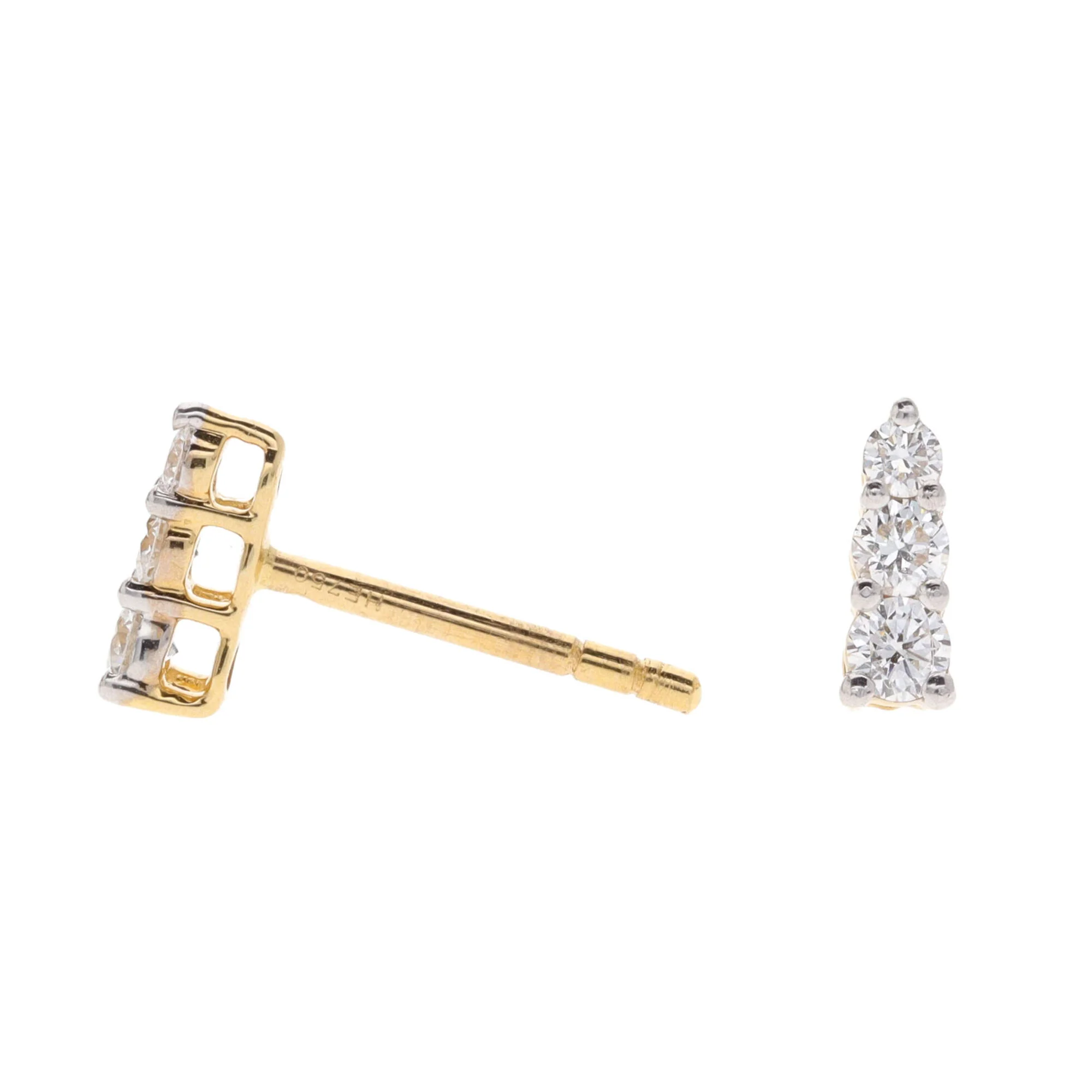 Histoire D'Elle Diamond 18ct Yellow Gold Graduated Stud Earrings - Image 3