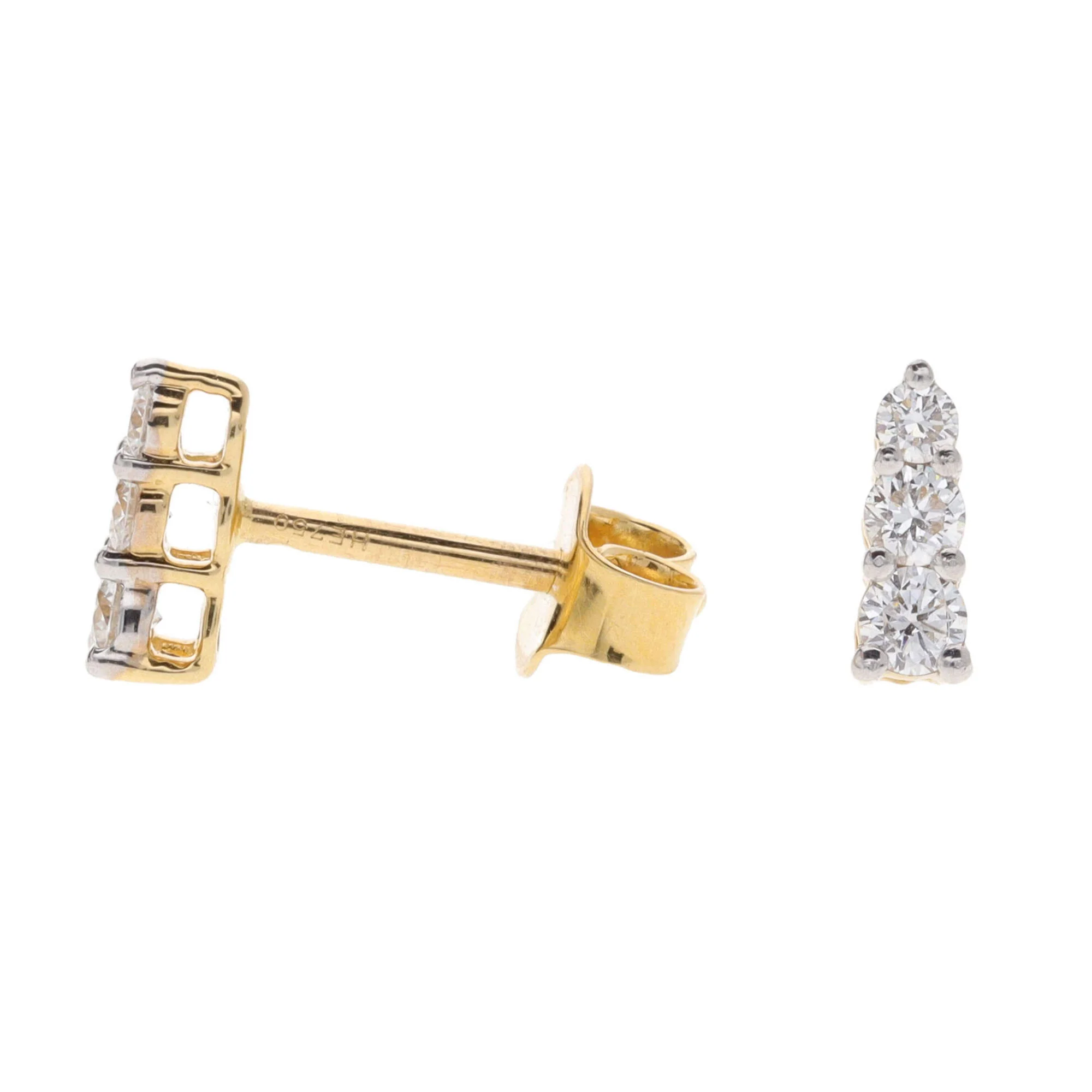 Histoire D'Elle Diamond 18ct Yellow Gold Graduated Stud Earrings - Image 4