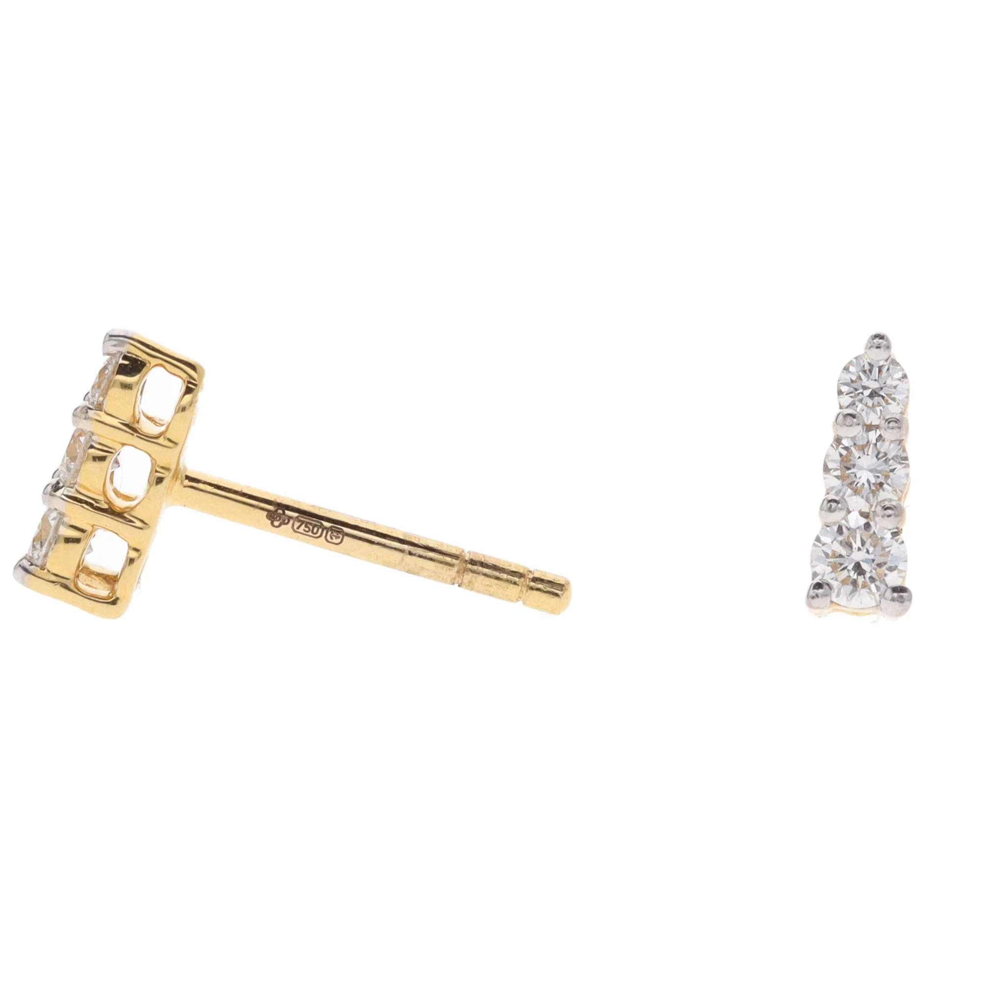 Histoire D'Elle Diamond 18ct Yellow Gold Graduated Stud Earrings - Image 5