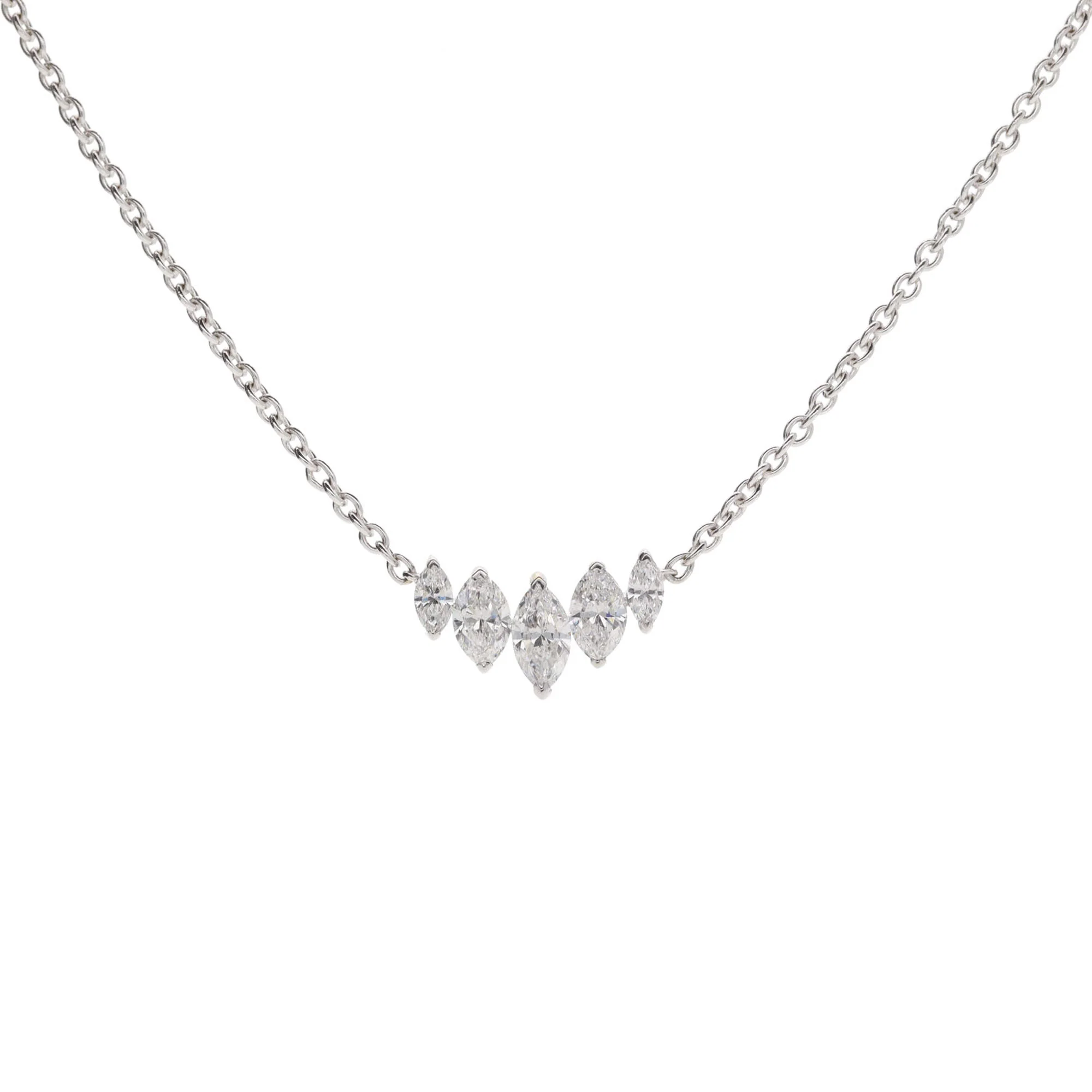Histoire D'Elle Marquise Diamond 18ct White Gold Graduated Necklace