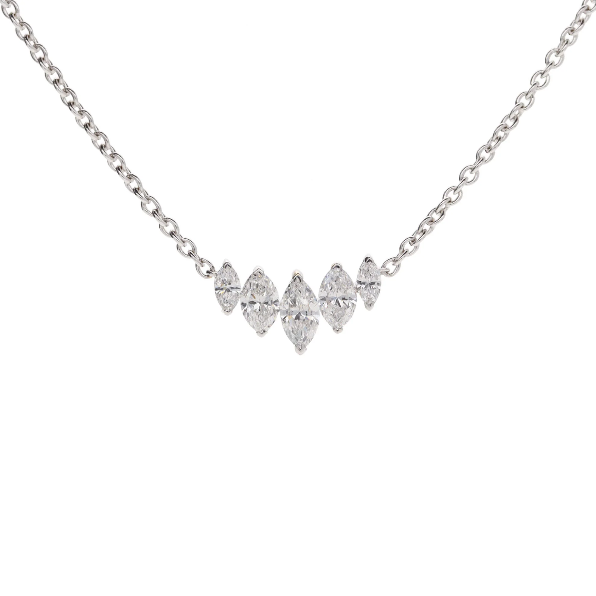 Histoire D'Elle Marquise Diamond 18ct White Gold Graduated Necklace - Image 2