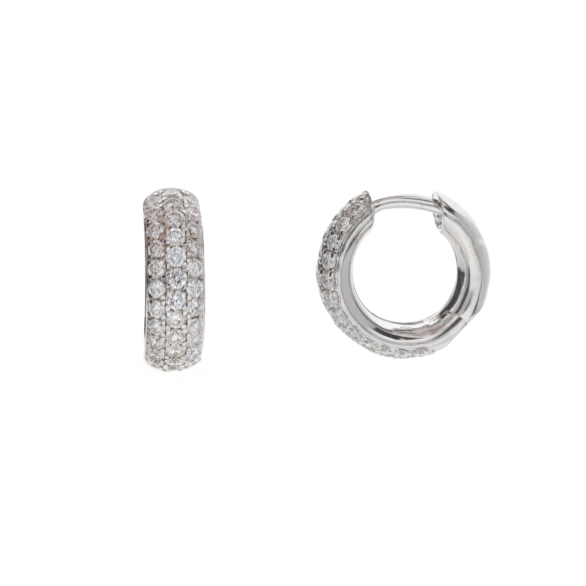 Histoire D'Elle Diamond 0.60ct 18ct White Gold Huggy Hoop Earrings - Image 2