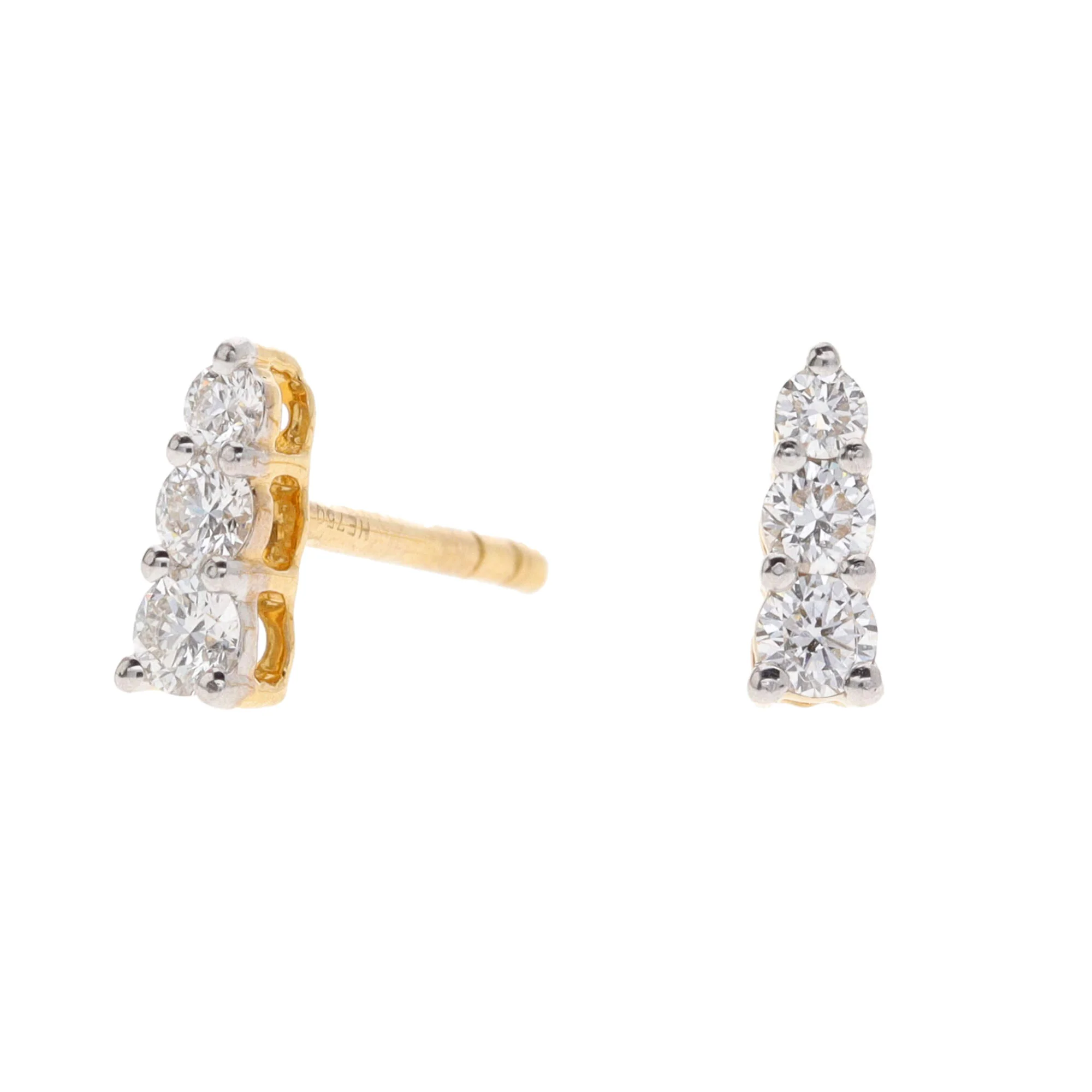 Histoire D'Elle Diamond 18ct Yellow Gold Graduated Stud Earrings - Image 2