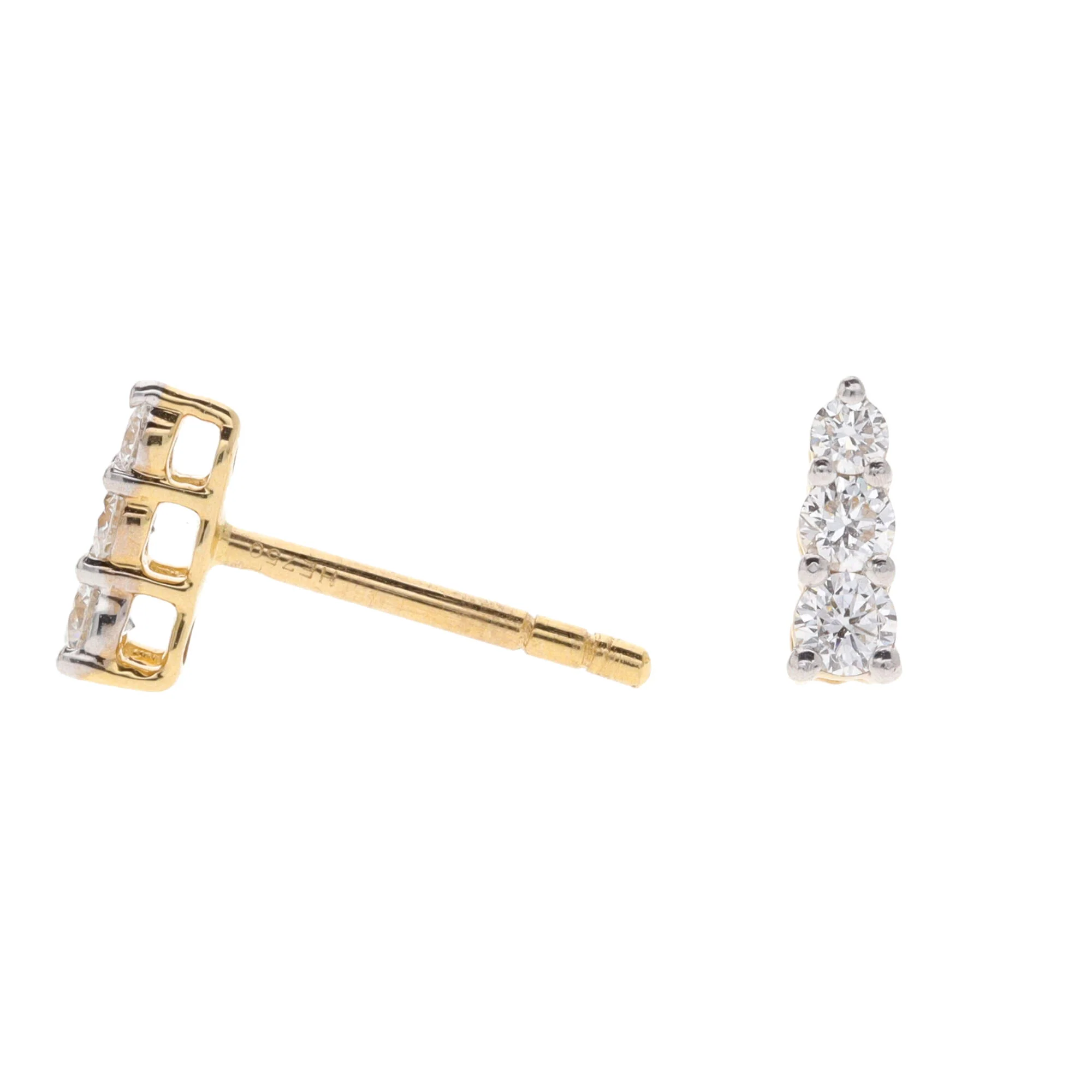 Histoire D'Elle Diamond 18ct Yellow Gold Graduated Stud Earrings - Image 3