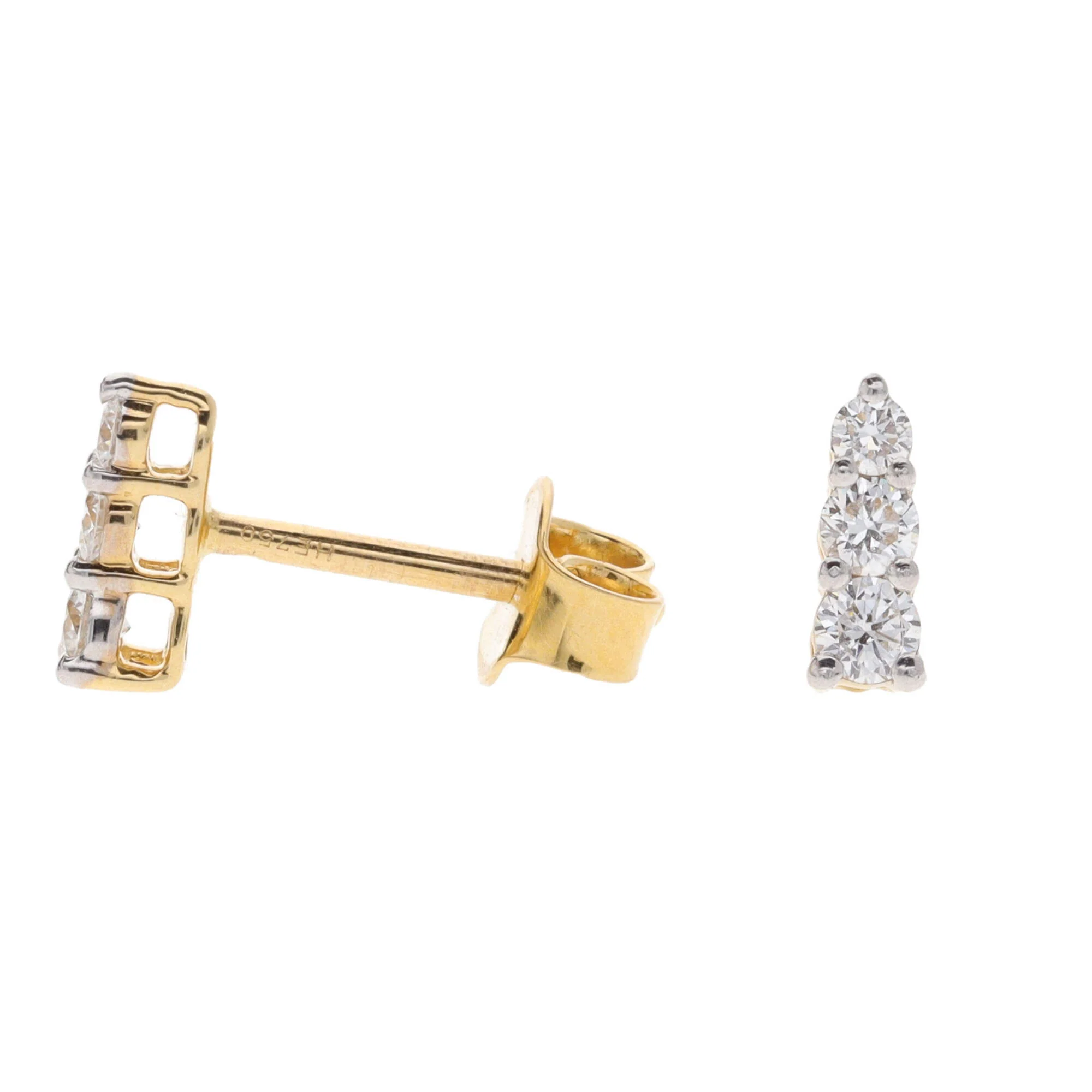 Histoire D'Elle Diamond 18ct Yellow Gold Graduated Stud Earrings - Image 4