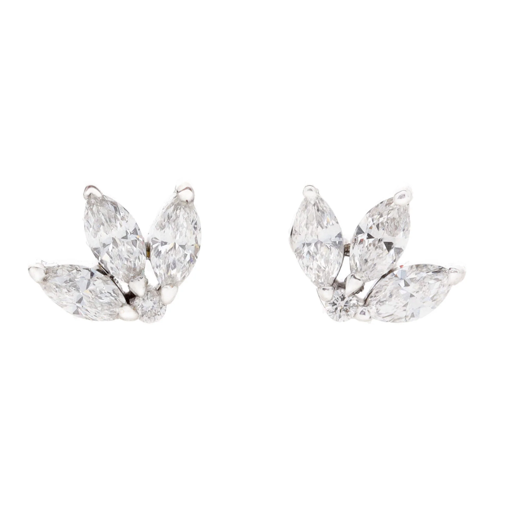Histoire D'Elle Marquise Diamond 18ct White Gold Stud Earrings
