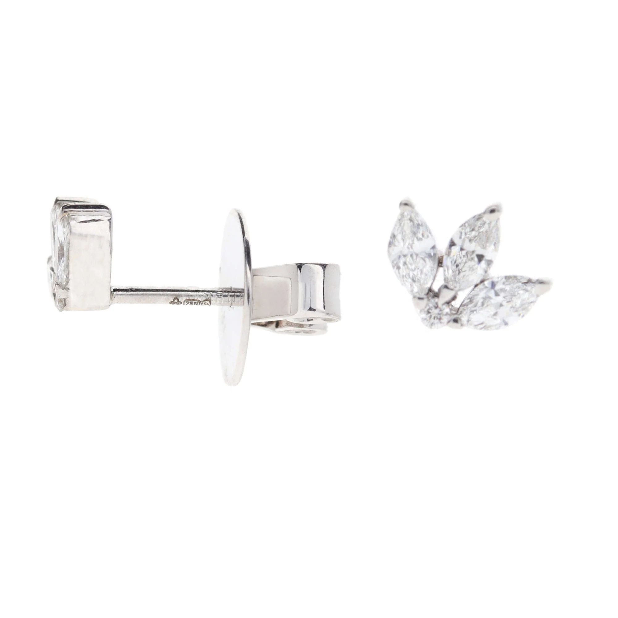 Histoire D'Elle Marquise Diamond 18ct White Gold Stud Earrings - Image 2