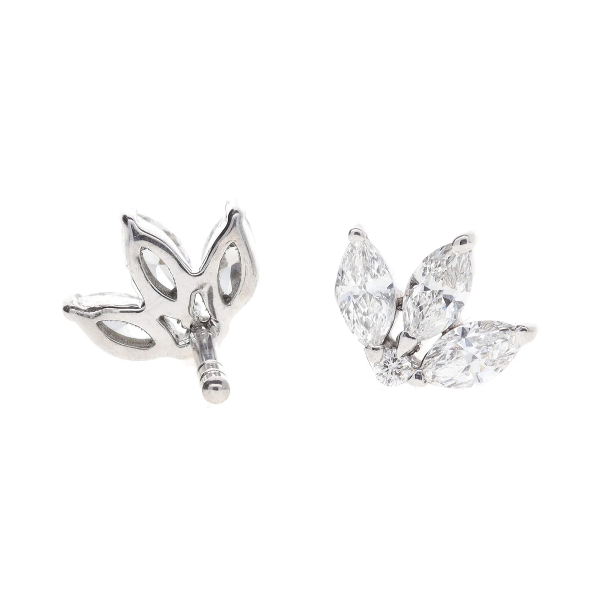 Histoire D'Elle Marquise Diamond 18ct White Gold Stud Earrings - Image 3