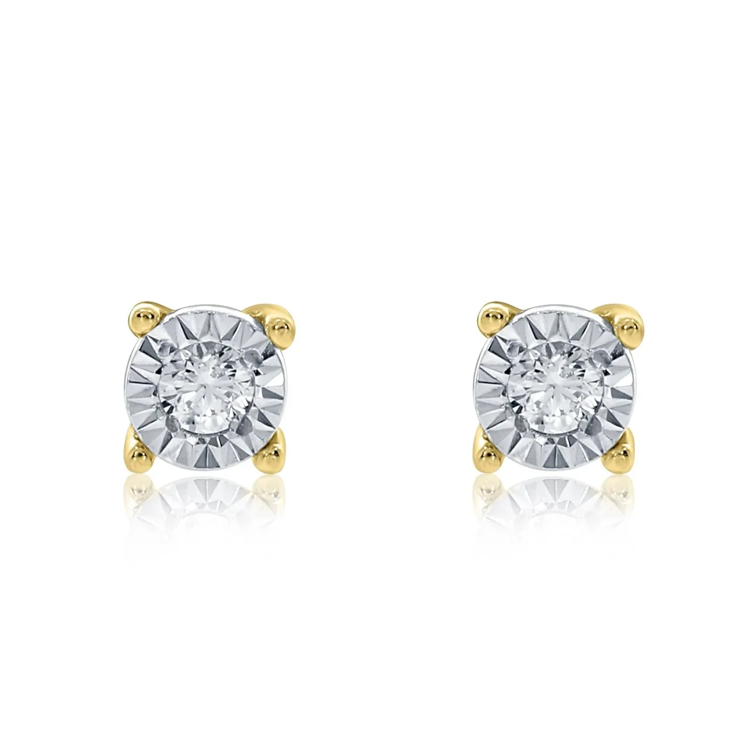 Illusion Set Diamond 9ct Yellow Gold Stud Earrings