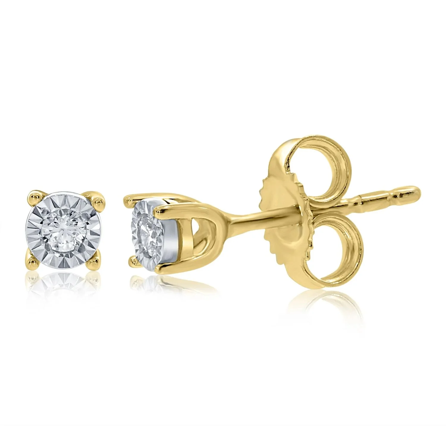 Illusion Set Diamond 9ct Yellow Gold Stud Earrings - Image 2