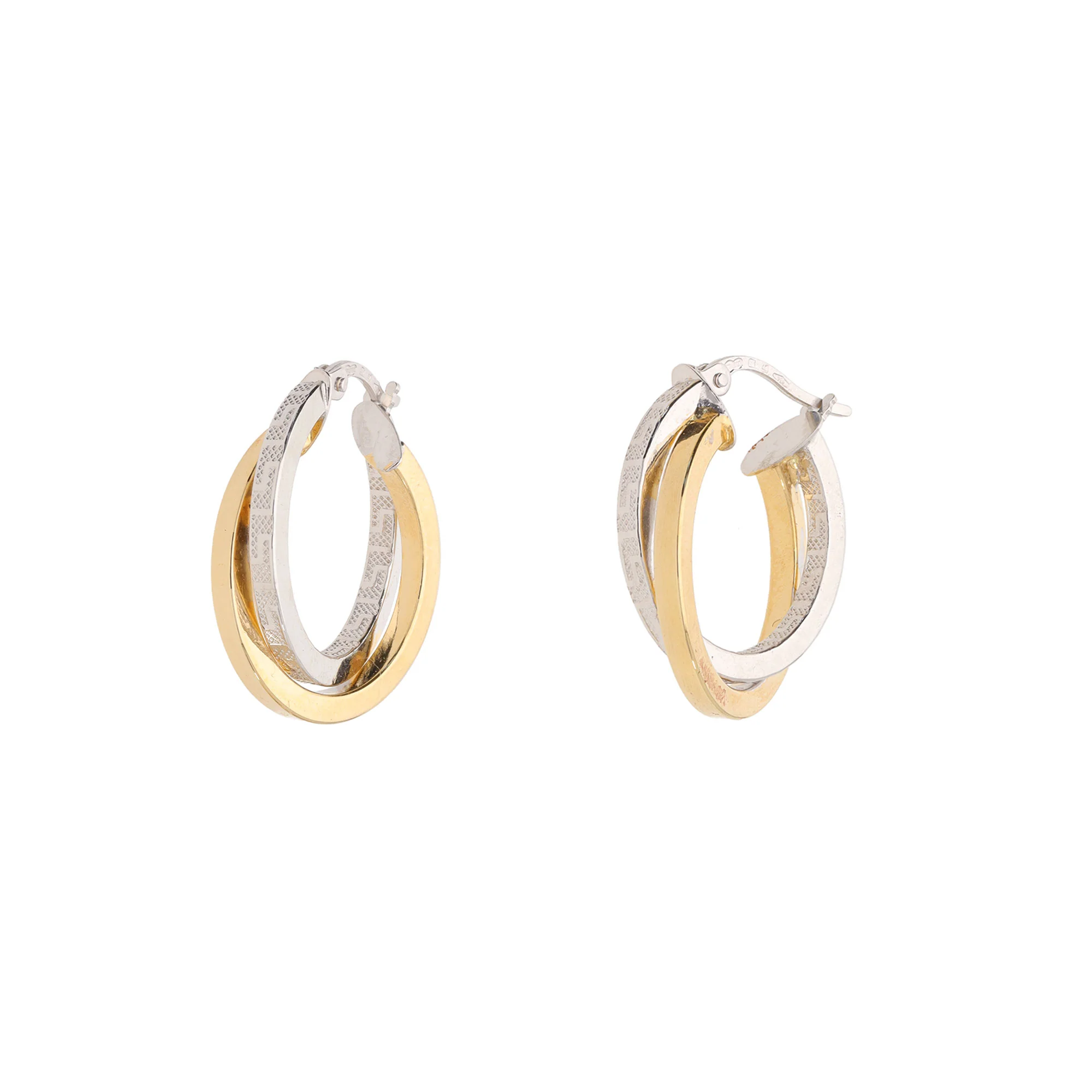 Intertwined 18ct Yellow and White Gold Hoop Earrings