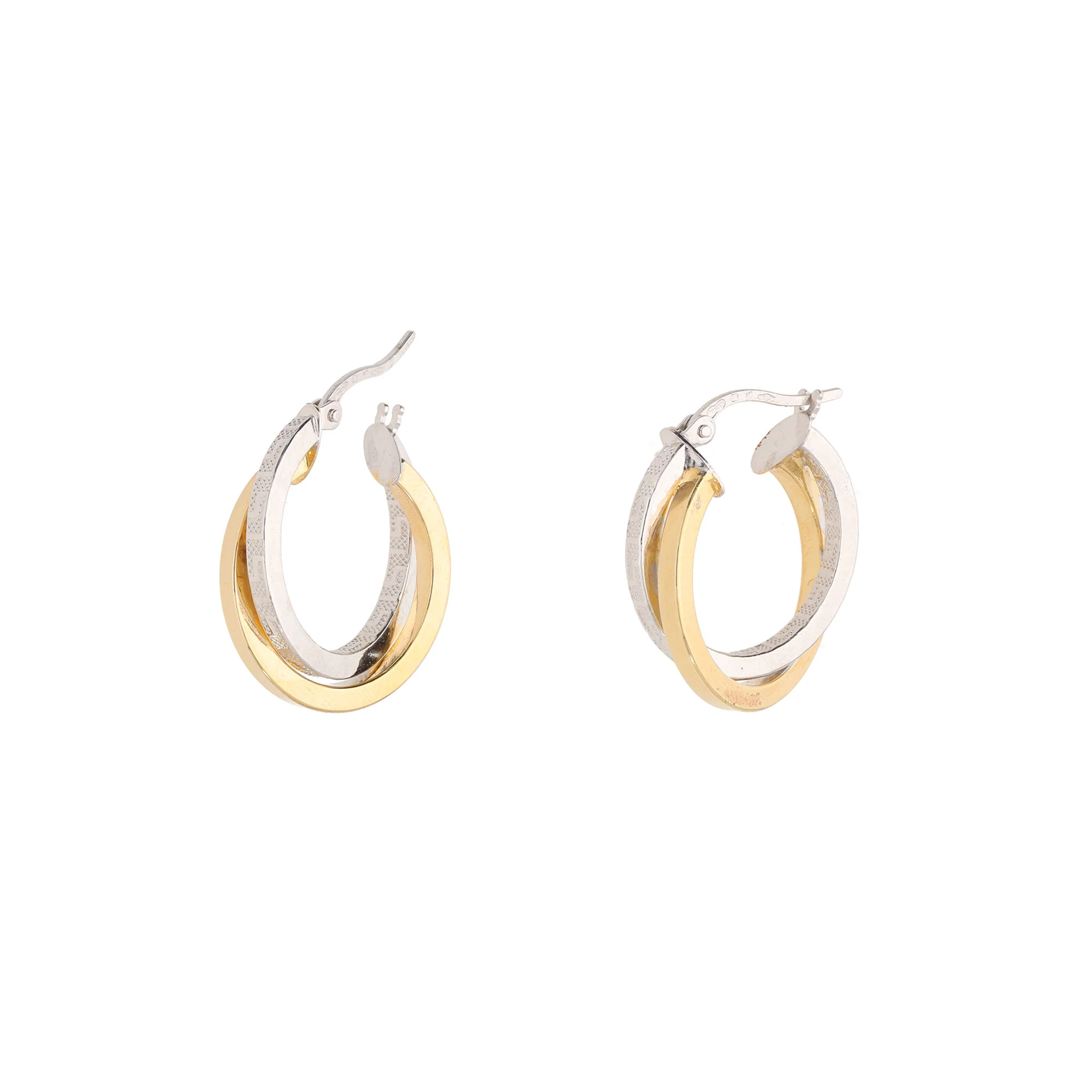 Intertwined 18ct Yellow and White Gold Hoop Earrings - Image 2