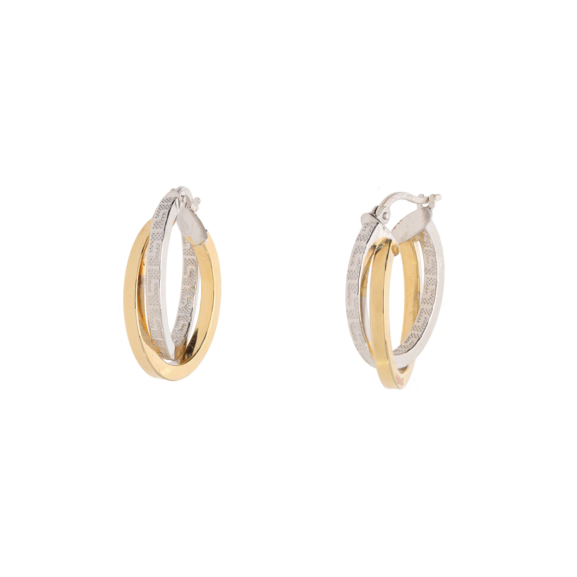 Intertwined 18ct Yellow and White Gold Hoop Earrings - Image 3