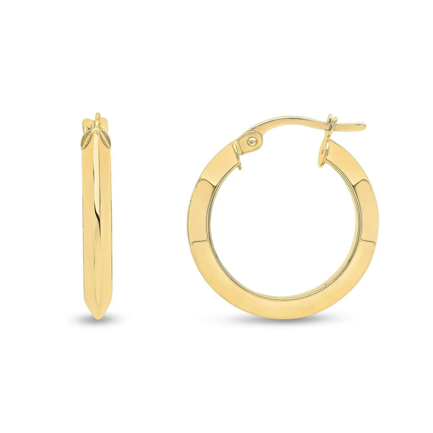 Knife-Edge 9ct Yellow Gold Hoop Earrings - Image 2