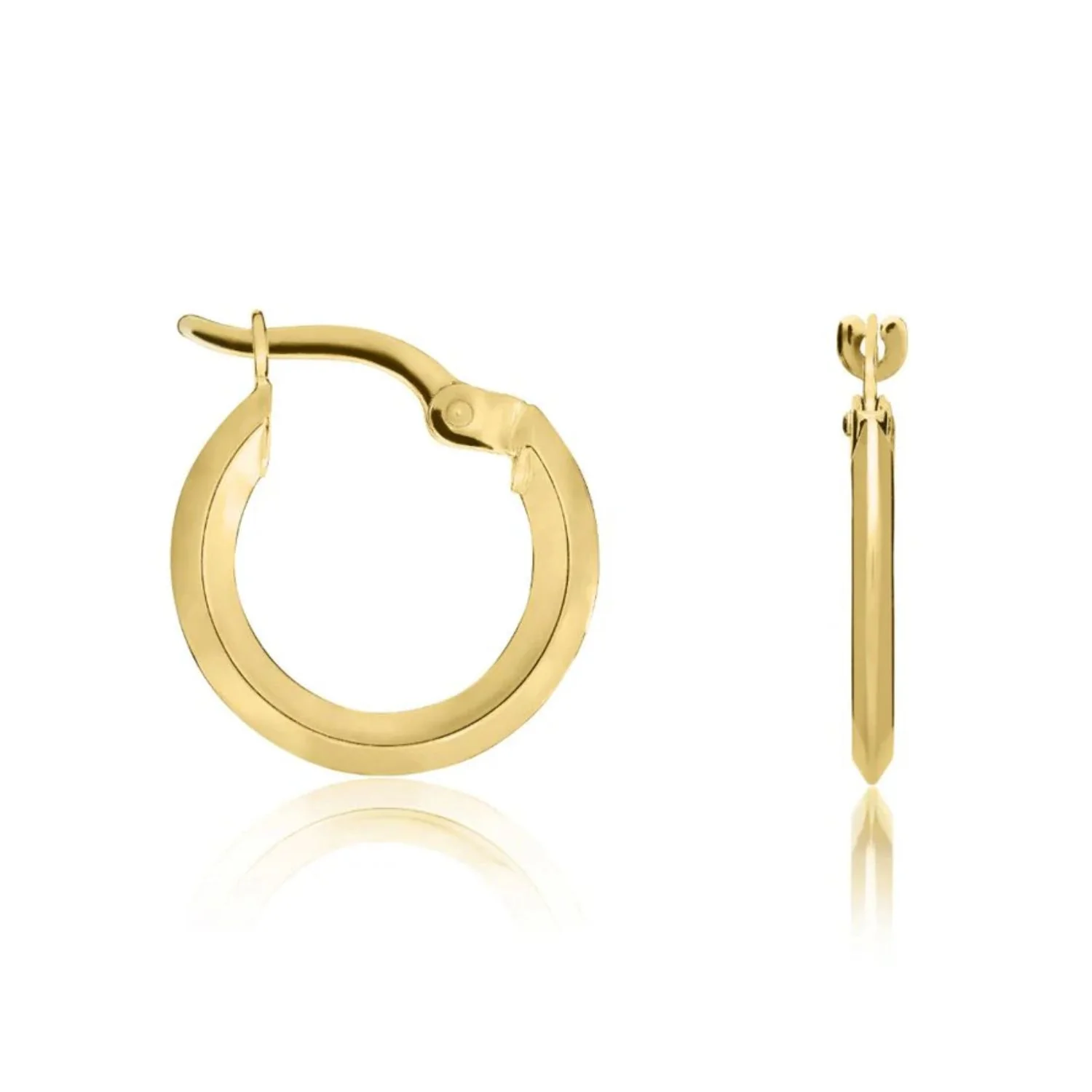 Knife-Edge 9ct Yellow Gold Hoop Earrings - Image 2