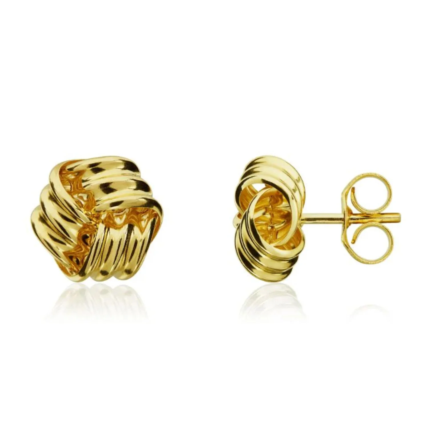 Ridged Knot 9ct Yellow Gold Earrings - Image 2