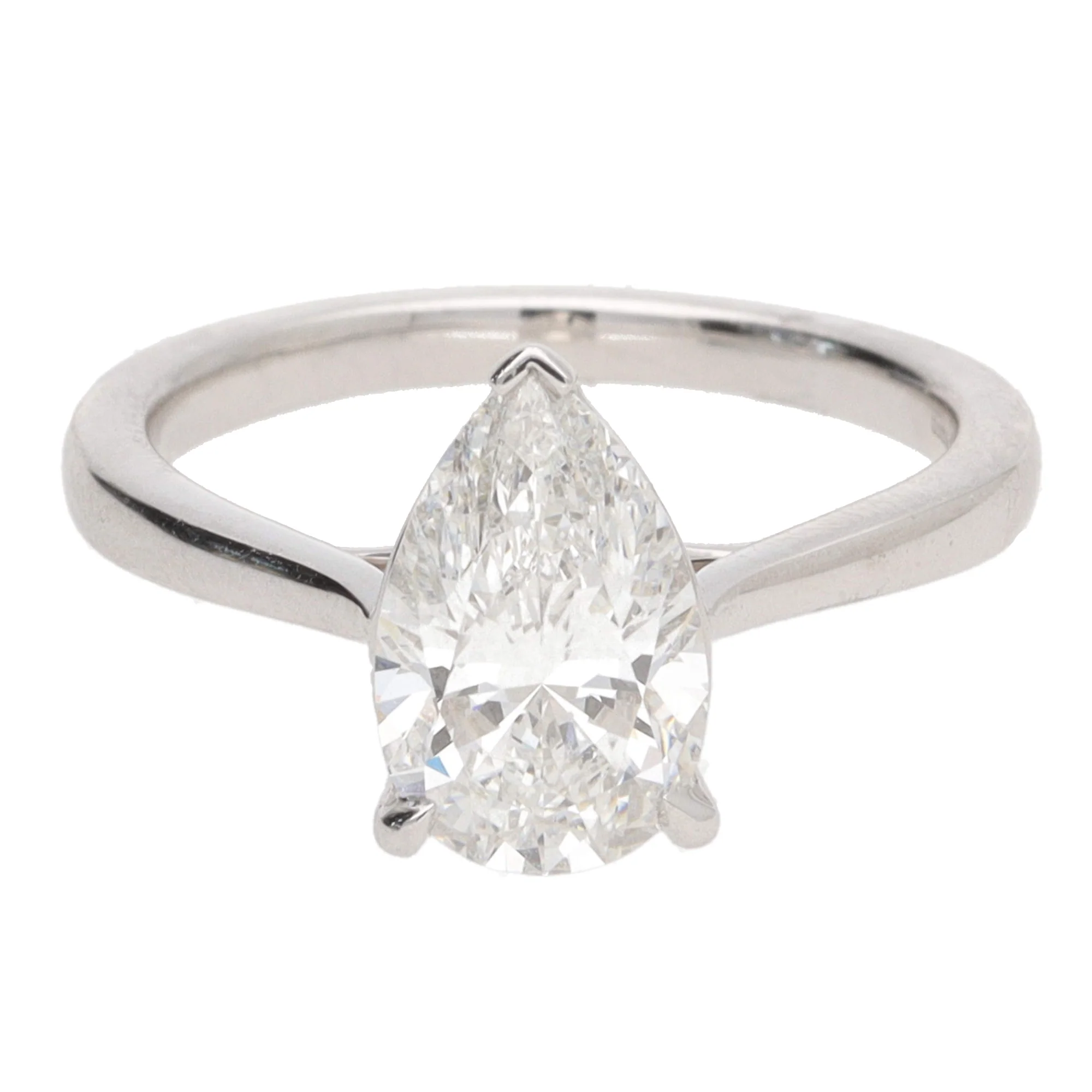 Laboratory Grown 2.00ct Pear Shaped Diamond Platinum Solitaire Ring - Image 2