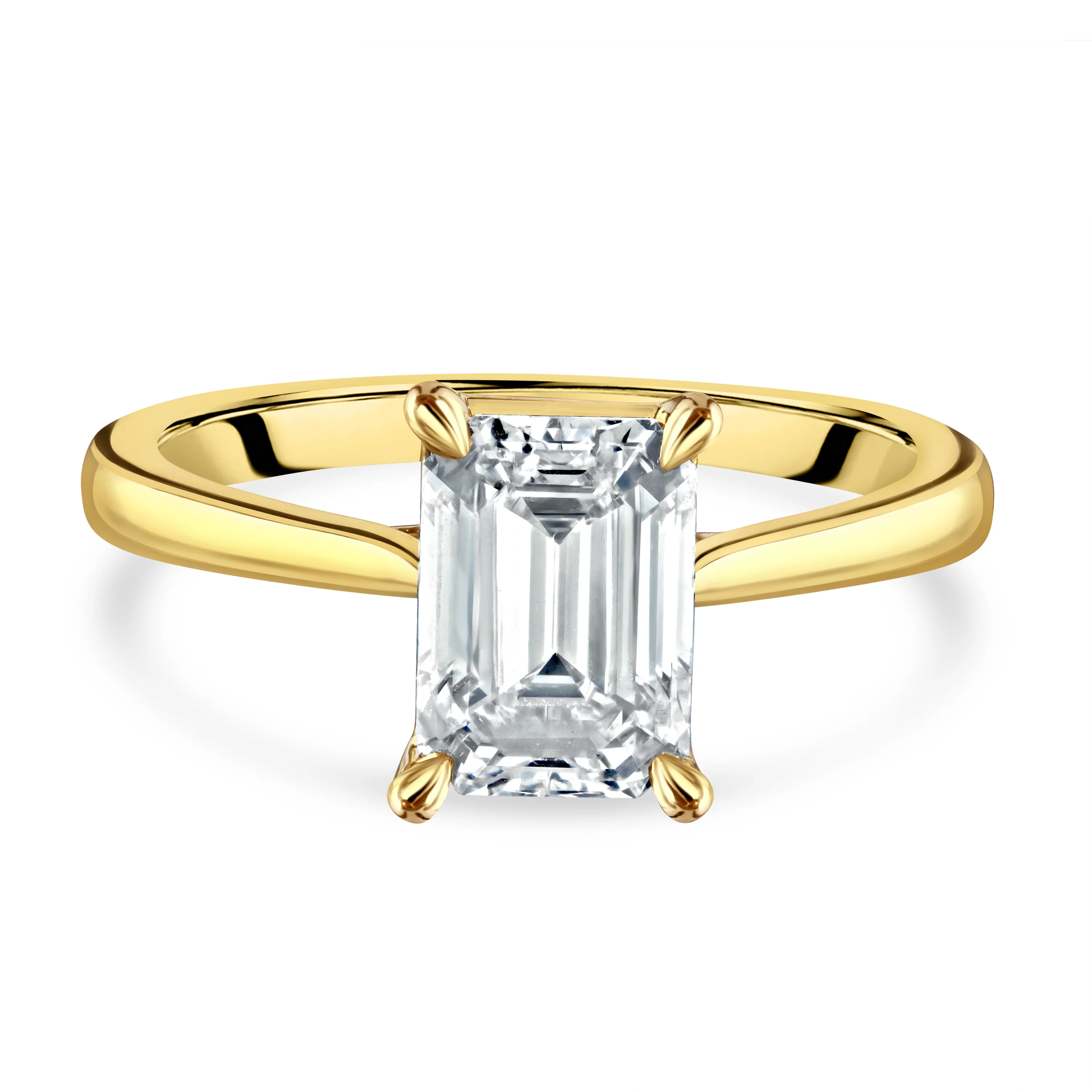 Laboratory Grown 2.05ct Emerald Cut Diamond 18ct Yellow Gold Solitaire Ring - Image 2
