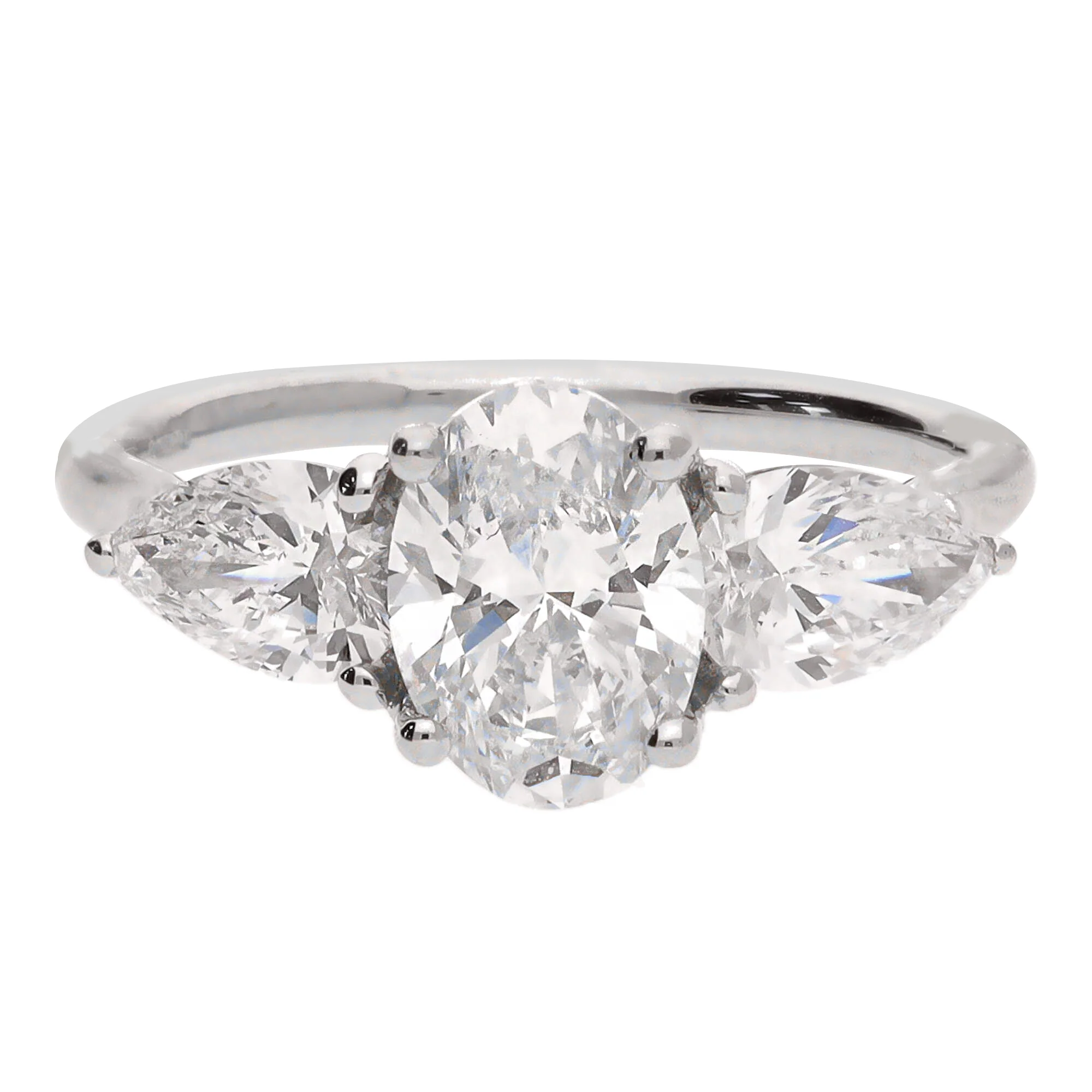 Laboratory Grown 2.58ct Diamond Three Stone Platinum Ring - Image 2