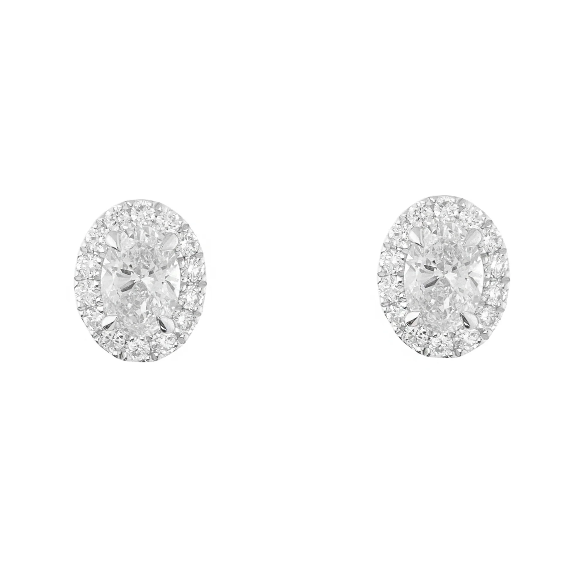 Laboratory Grown 2.00ct Oval Cut Diamond 18ct White Gold Cluster Stud Earrings
