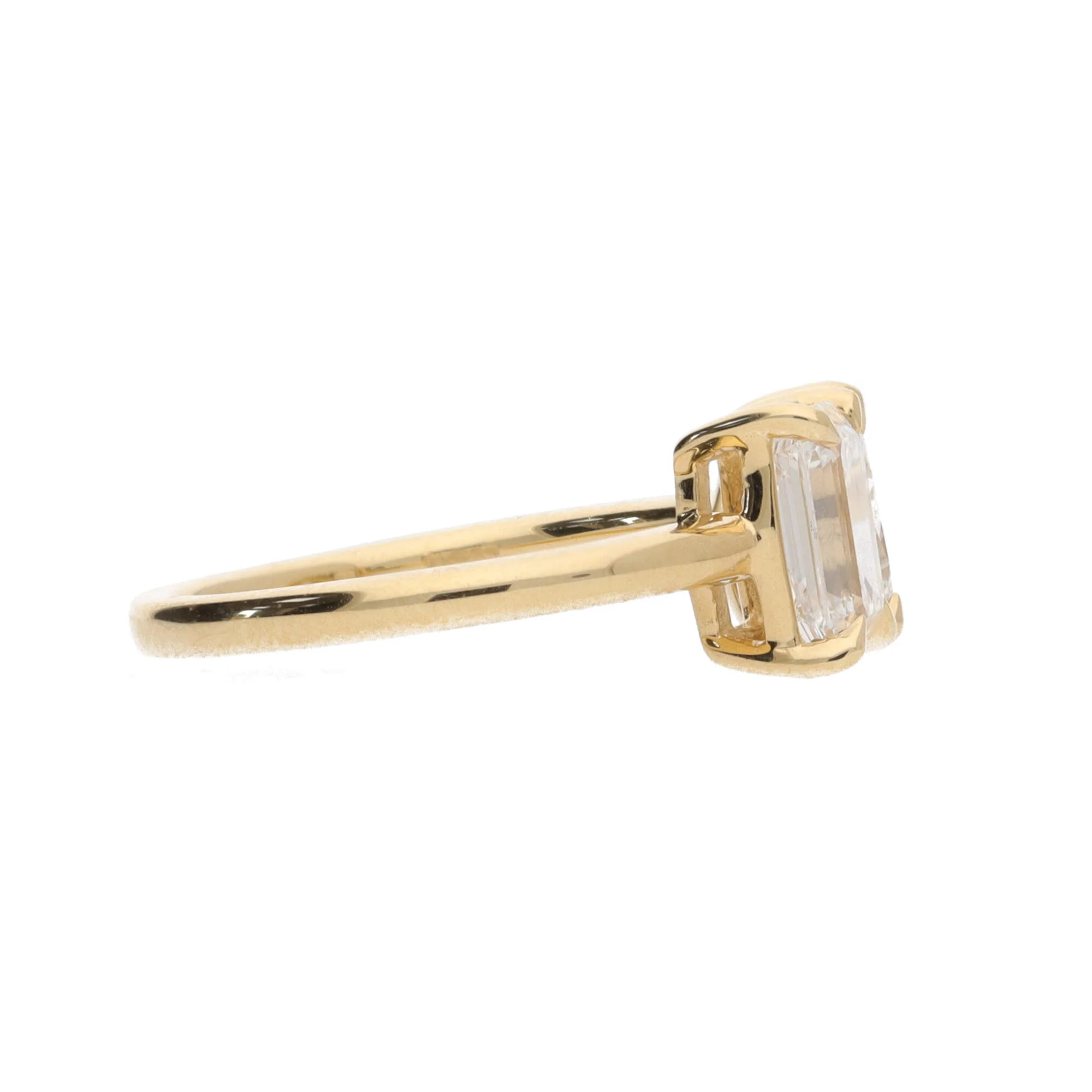 Laboratory Grown 2.10ct Pear and Emerald Cut Diamond 18ct Yellow Gold Toi Et Moi Ring - Image 3