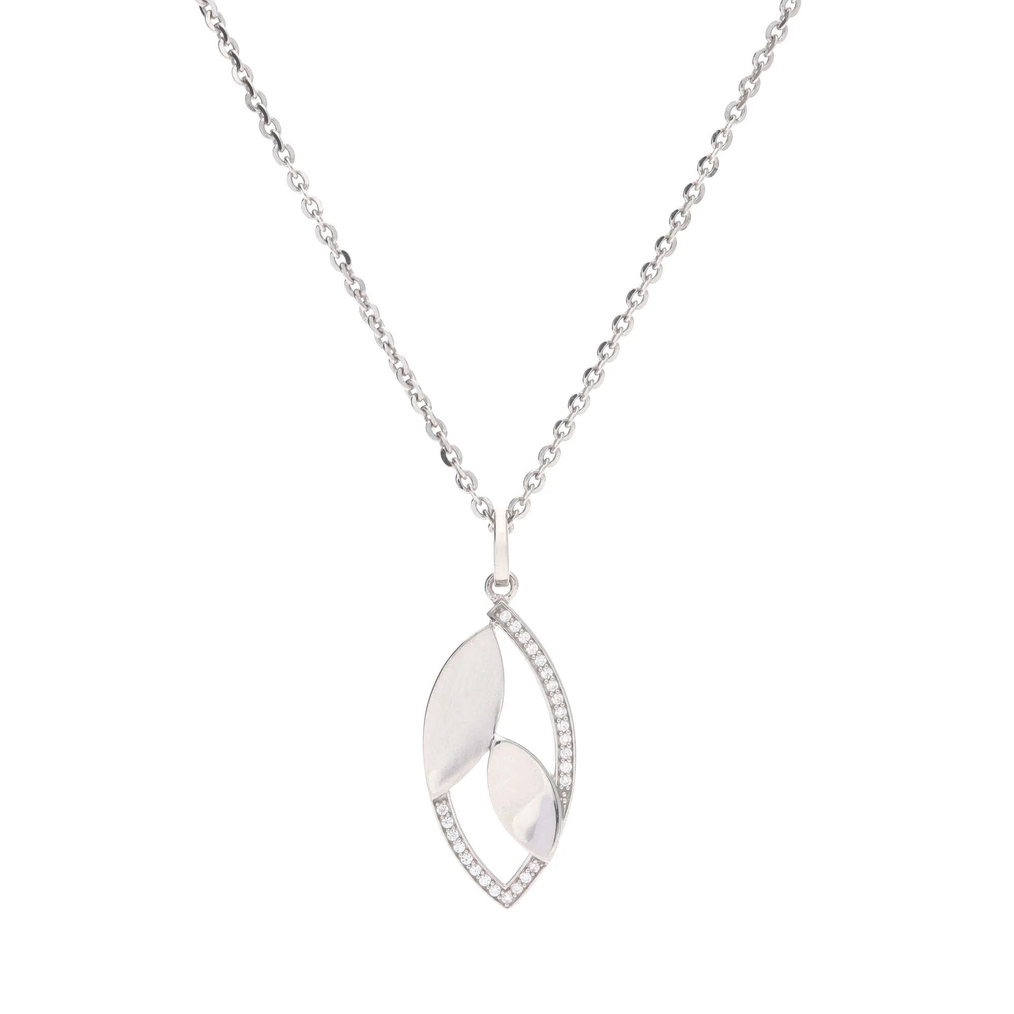 Leaf Shape Cubic Zirconia Drop Pendant - Image 2