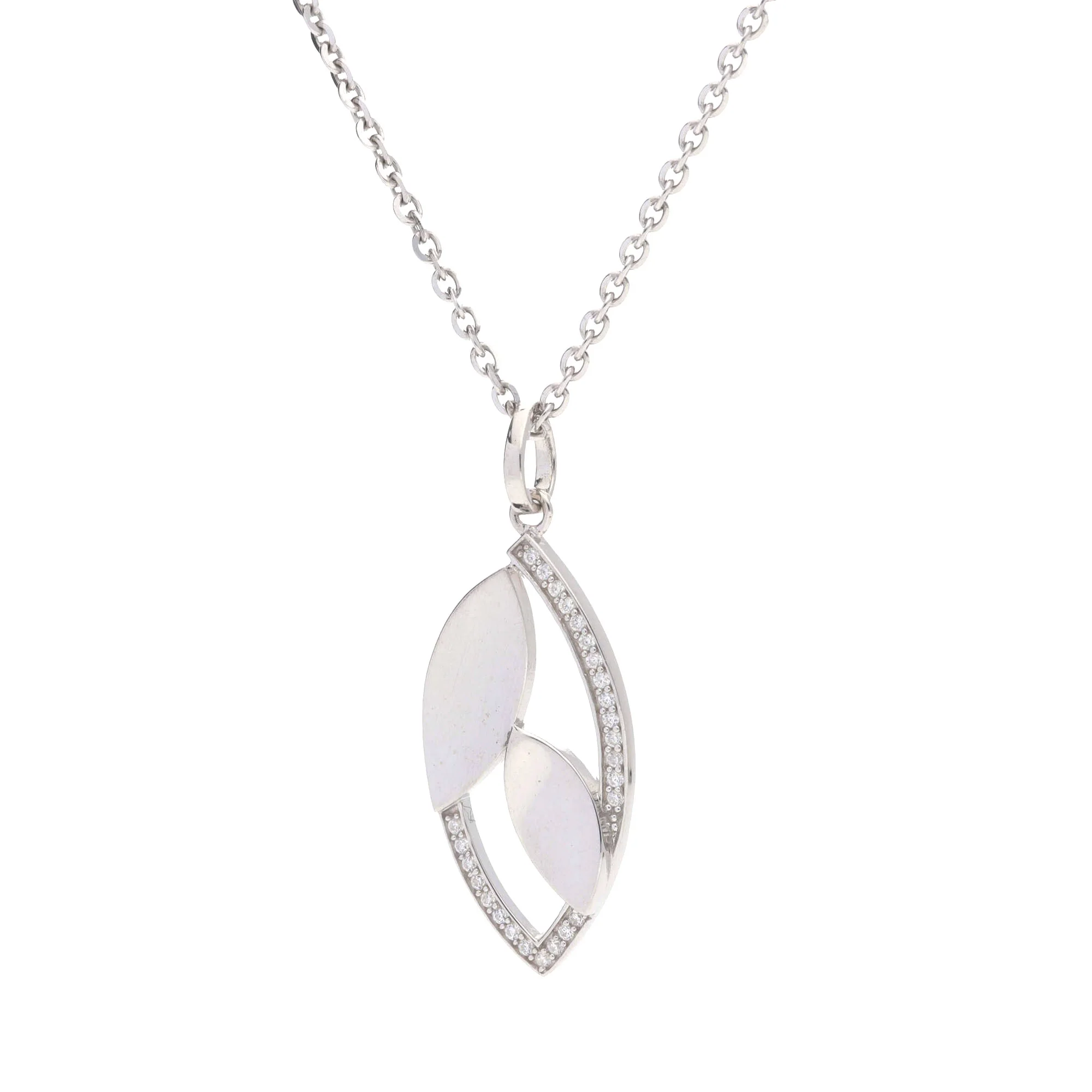 Leaf Shape Cubic Zirconia Drop Pendant - Image 3