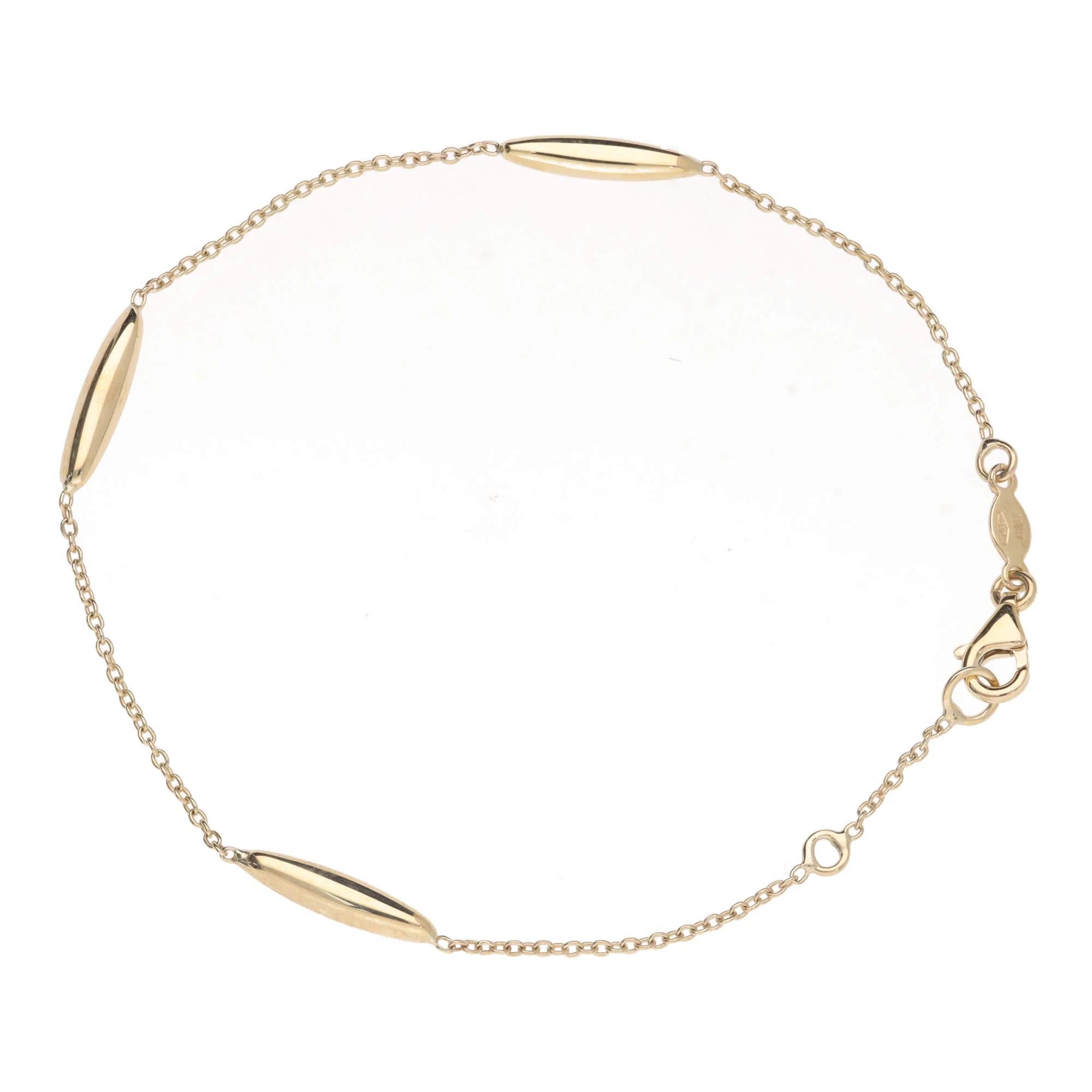 Long Oval 9ct Yellow Gold Station Link Bracelet