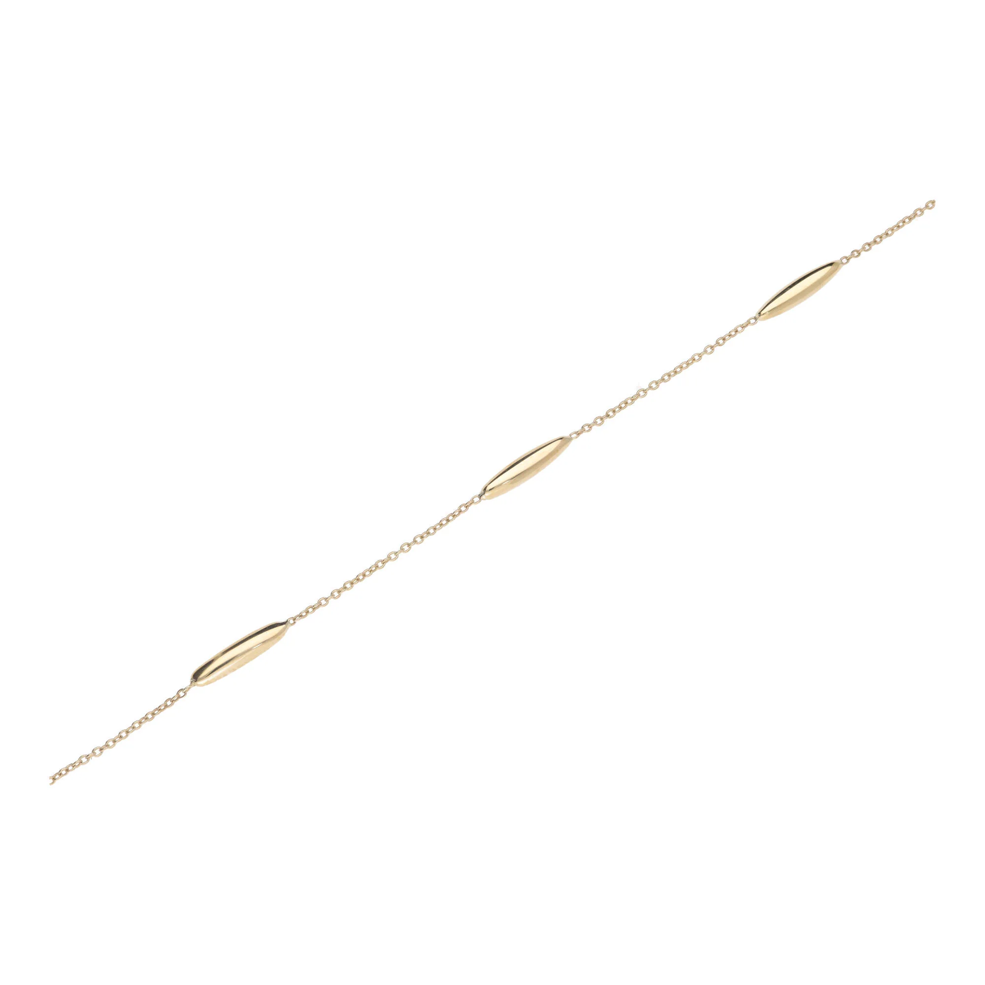 Long Oval 9ct Yellow Gold Station Link Bracelet - Image 2