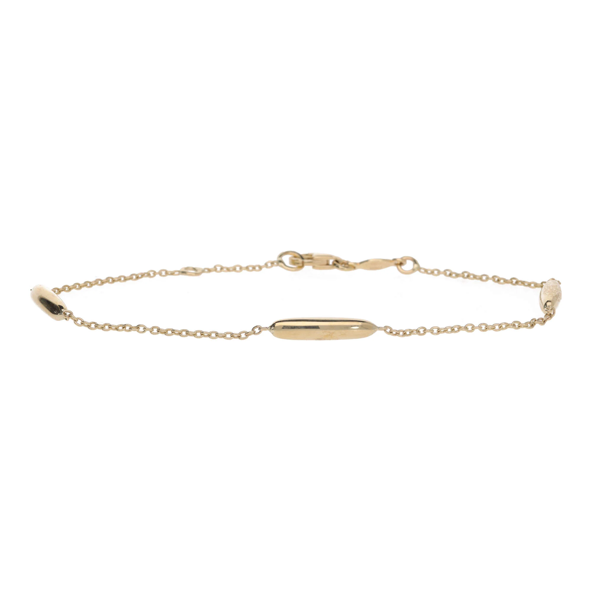 Long Oval 9ct Yellow Gold Station Link Bracelet - Image 3