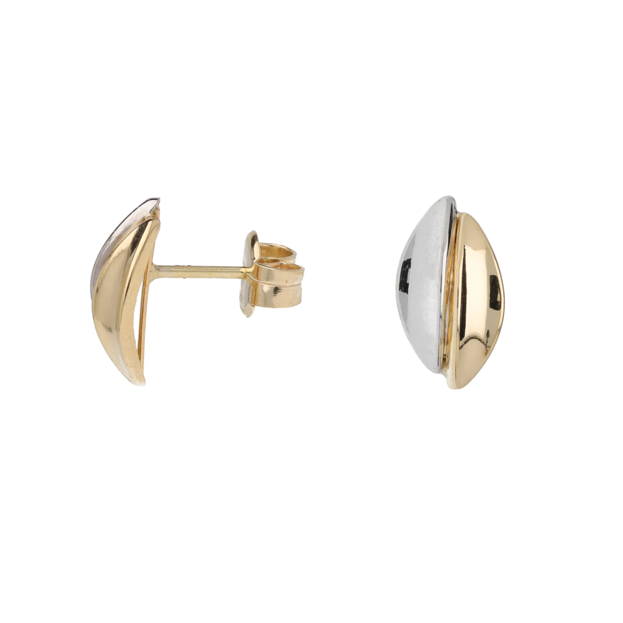 Marquise 9ct Yellow and White Gold Stud Earrings - Image 2