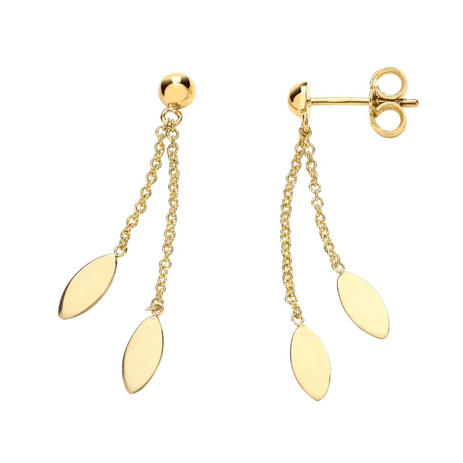 Marquise Chain 9ct Yellow Gold Drop Earrings - Image 2