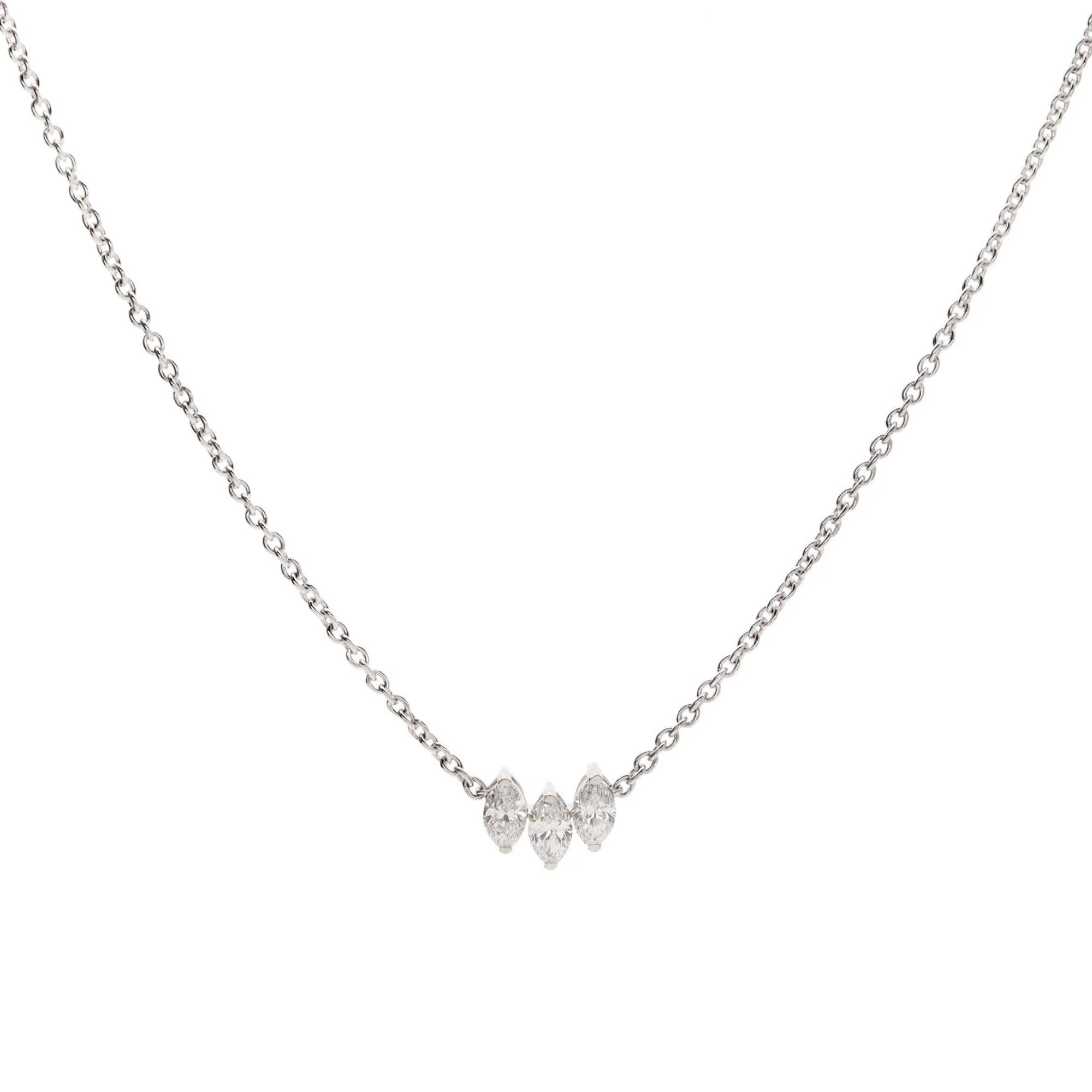 Histoire D'Elle Marquise Diamond 18ct White Gold Trio Necklace - Image 2