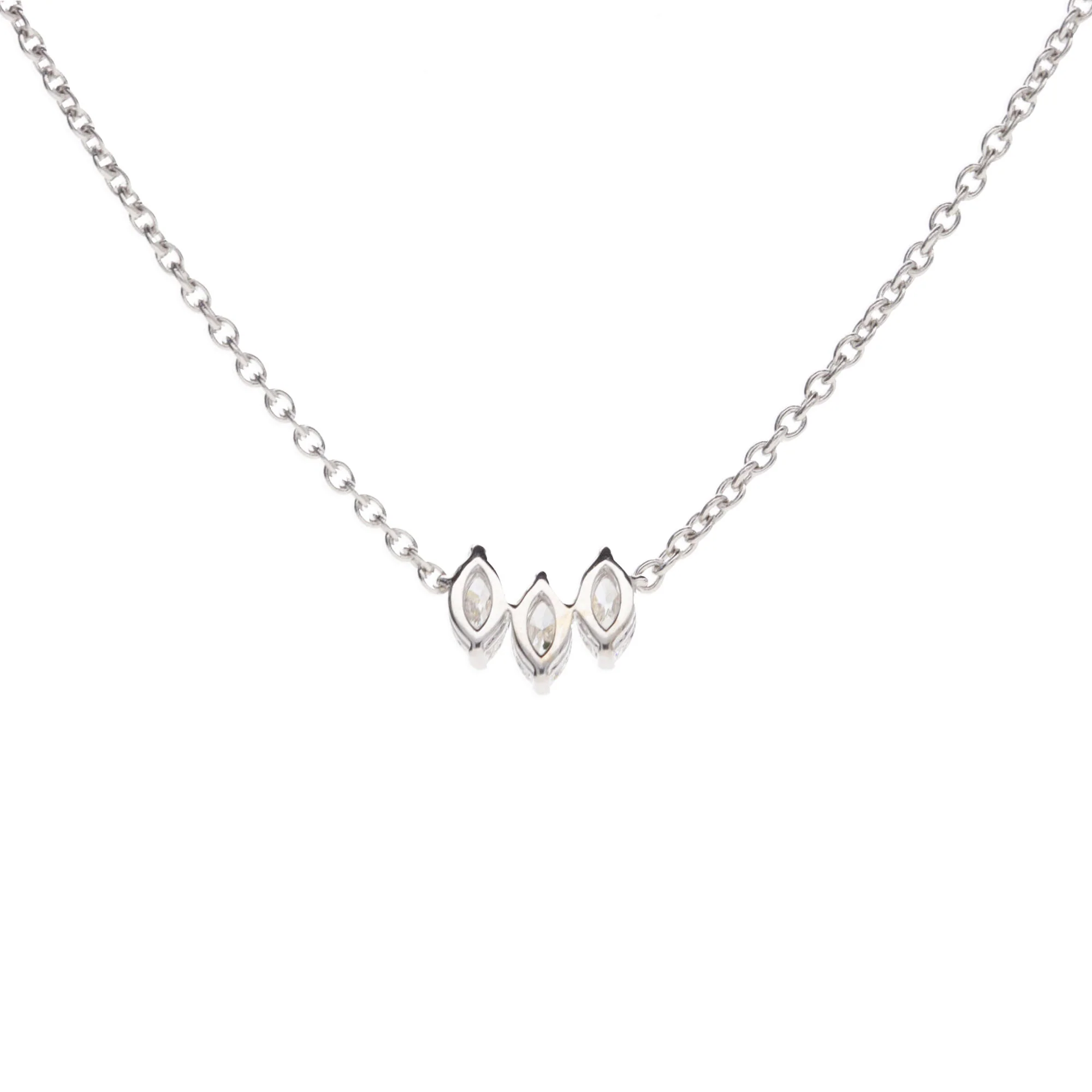 Histoire D'Elle Marquise Diamond 18ct White Gold Trio Necklace - Image 3