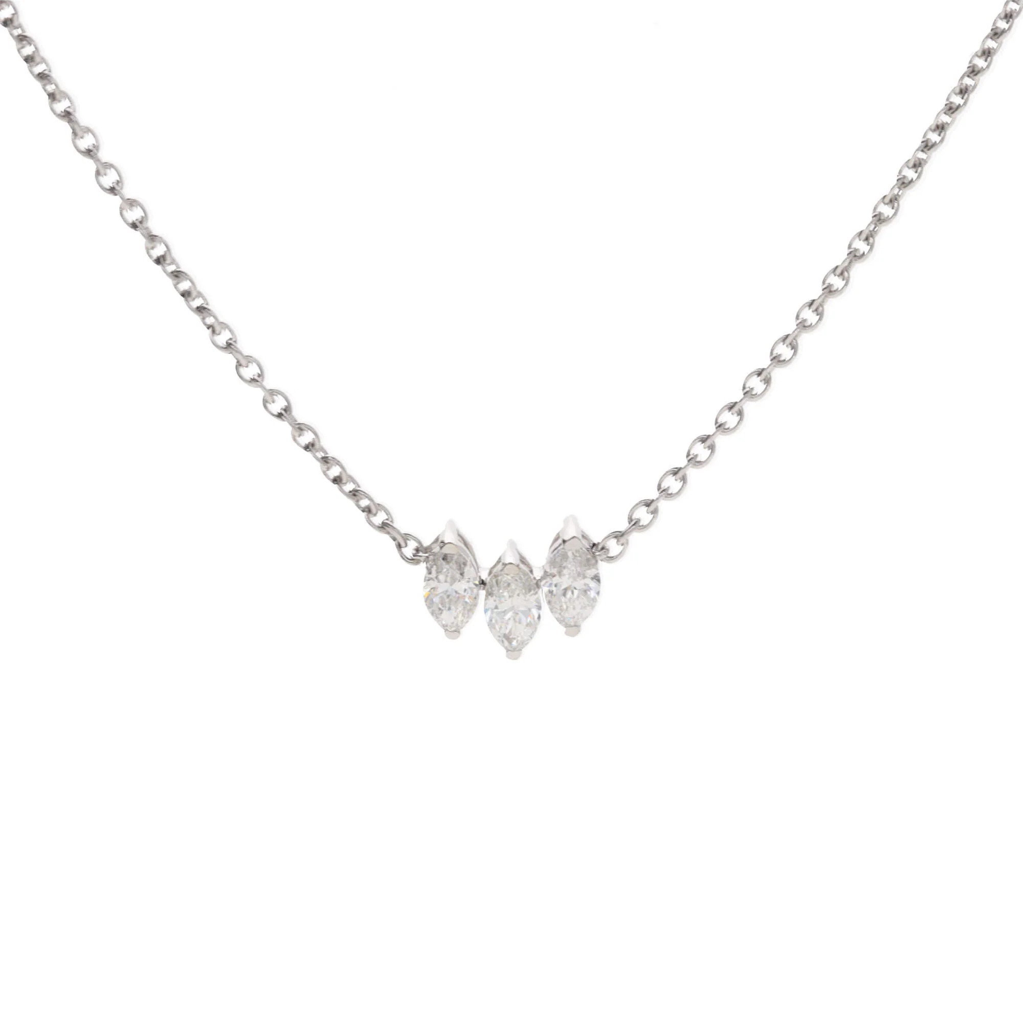 Histoire D'Elle Marquise Diamond 18ct White Gold Trio Necklace - Image 4