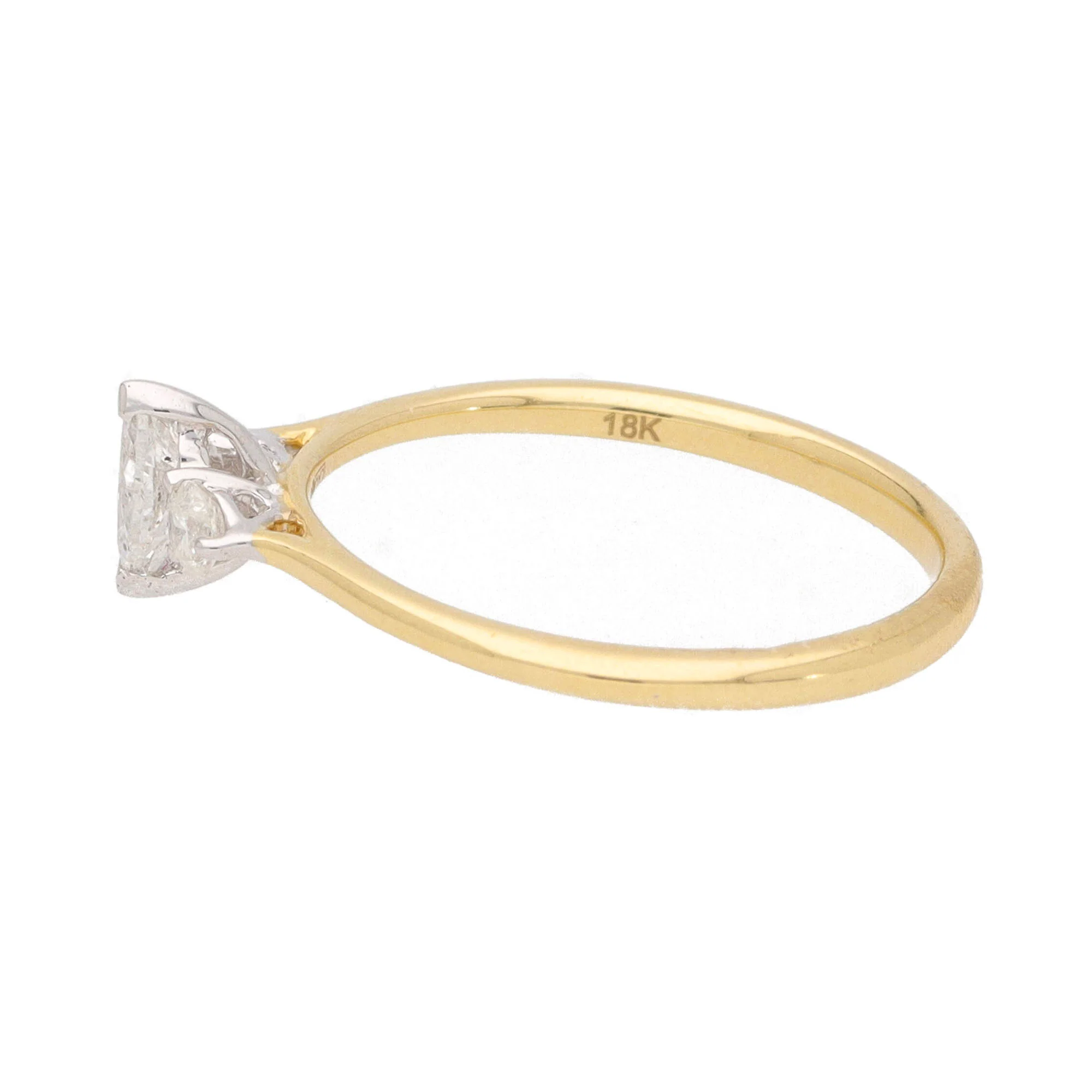 Marquise Diamond 18ct Yellow Gold Three Stone Ring (M) - Image 3