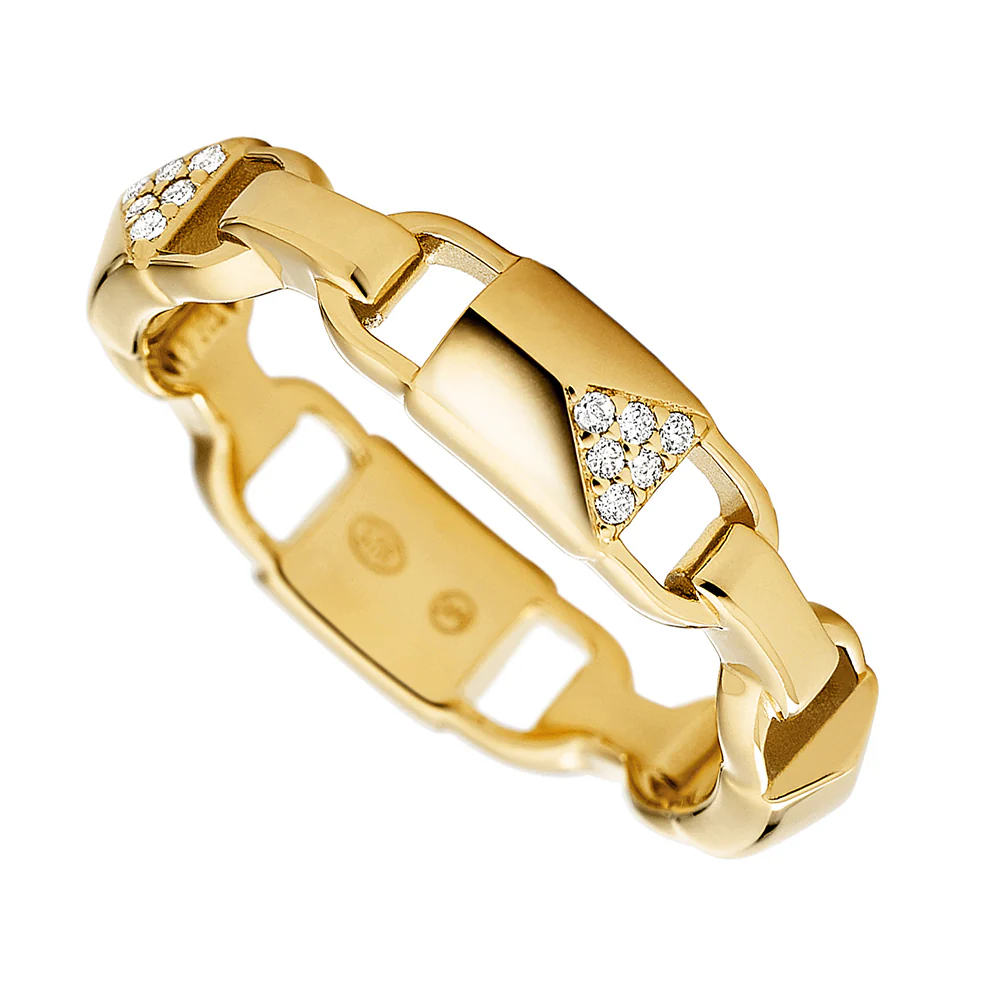 Michael Kors Women's Mercer Link 14K Gold-Plated Sterling Silver Padlock Ring - Image 2