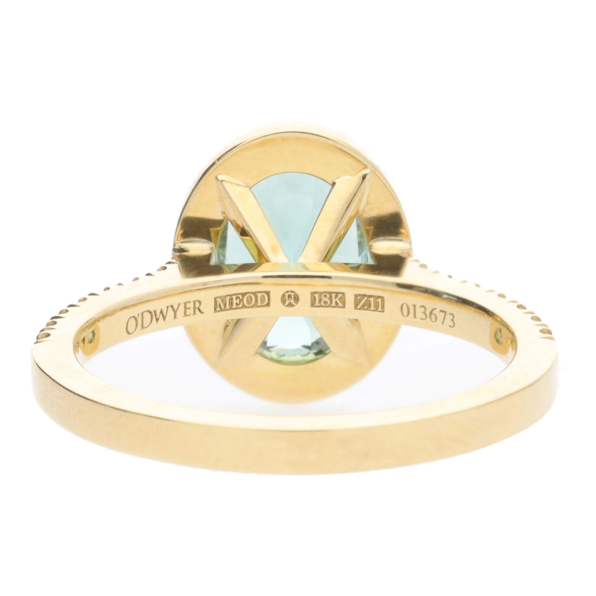 Montana Castel Green Tourmaline and Diamond 18ct Yellow Gold Oval Cluster Ring - Image 6