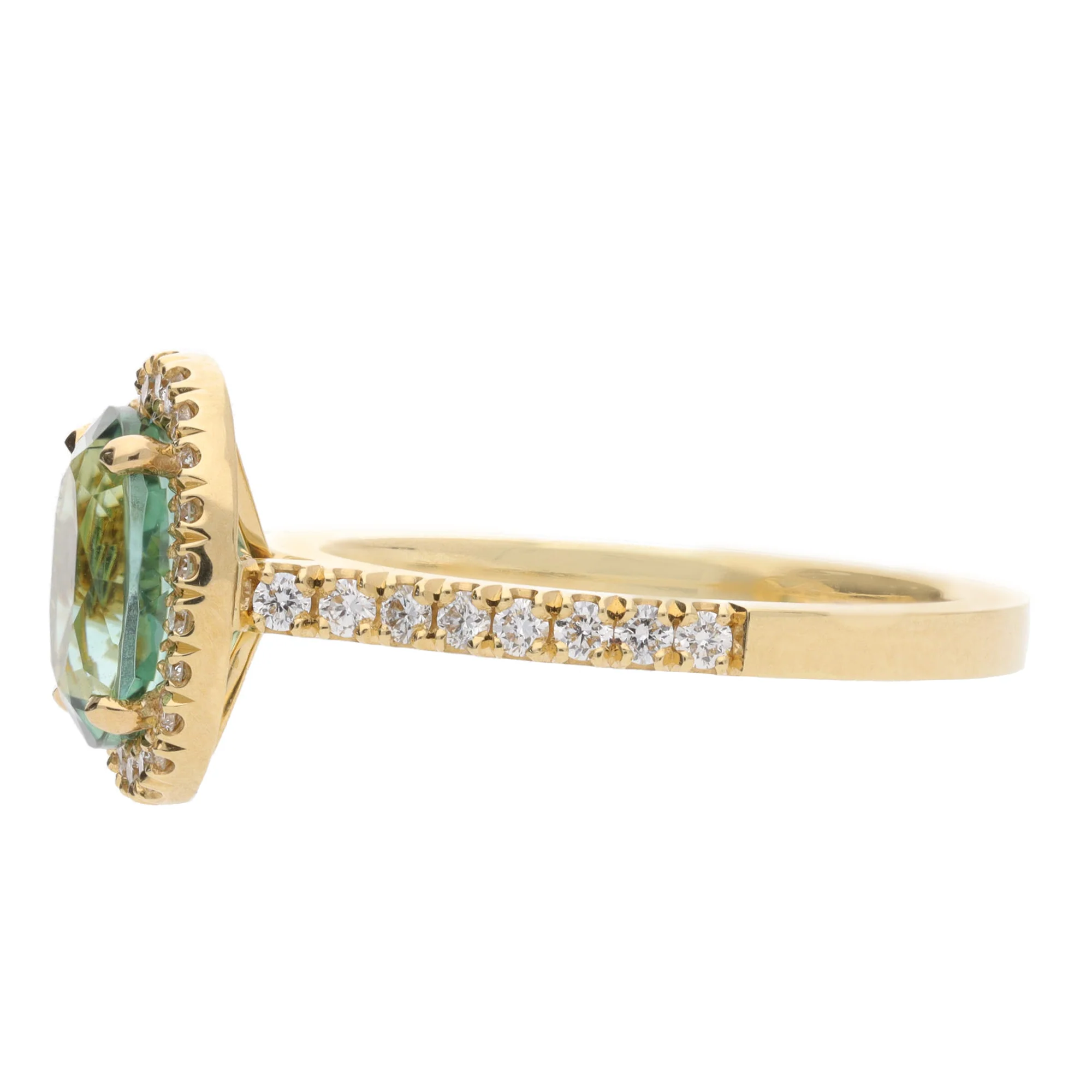Montana Castel Green Tourmaline and Diamond 18ct Yellow Gold Oval Cluster Ring - Image 7