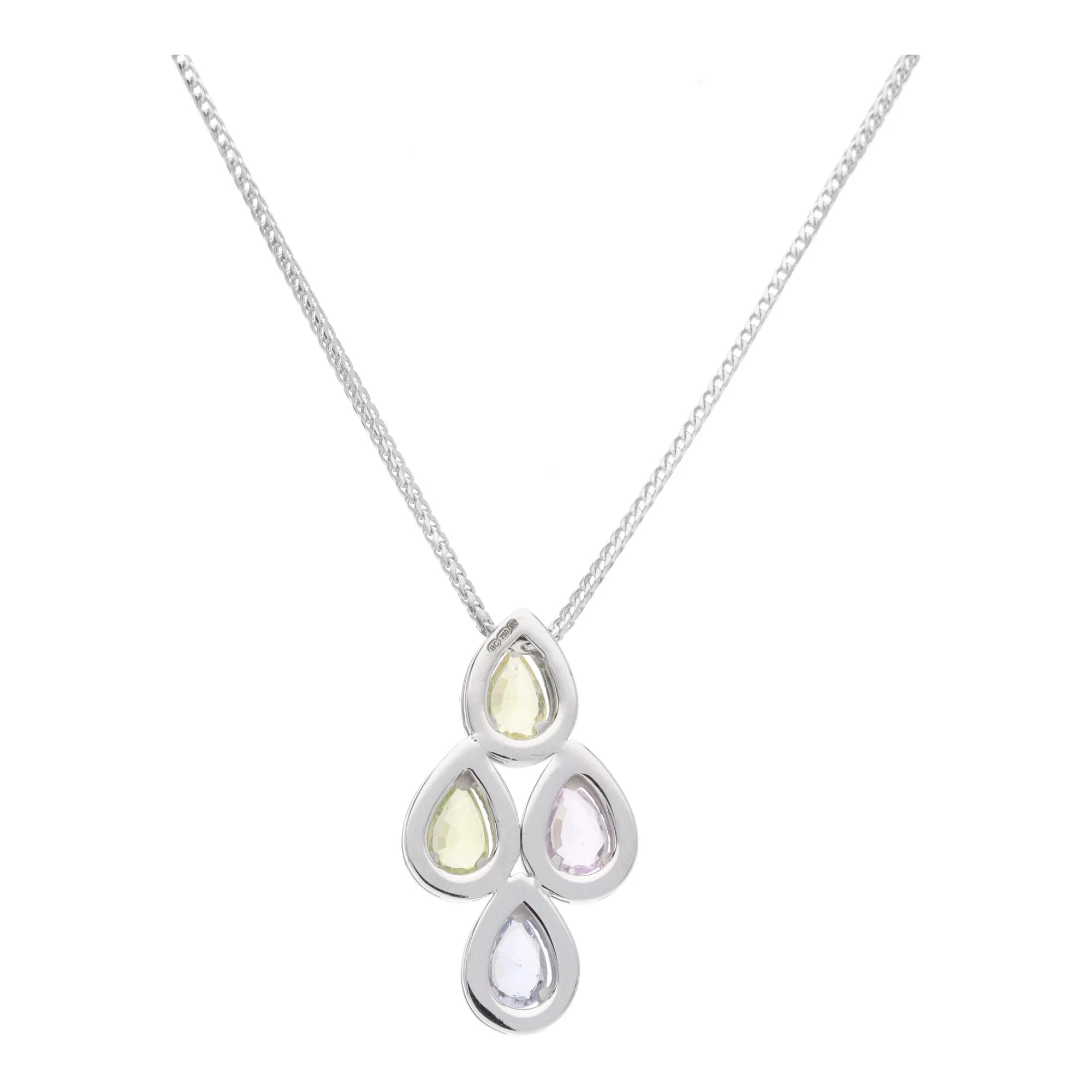 Multi Sapphire and Diamond 18ct White Gold Necklace - Image 2