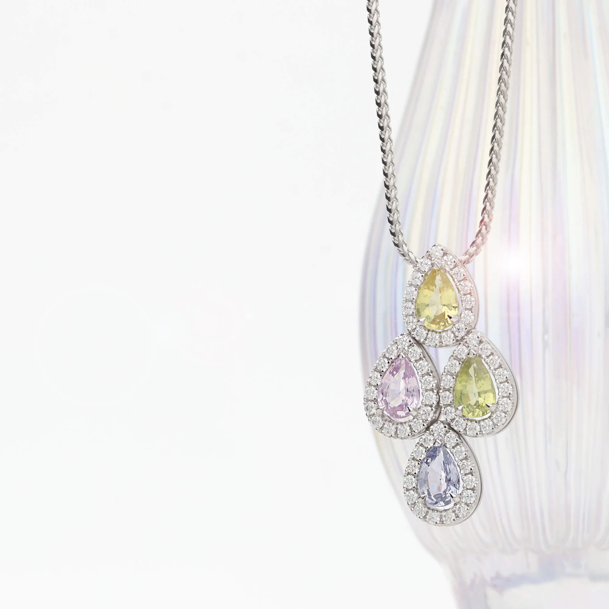 Multi Sapphire and Diamond 18ct White Gold Necklace - Image 3