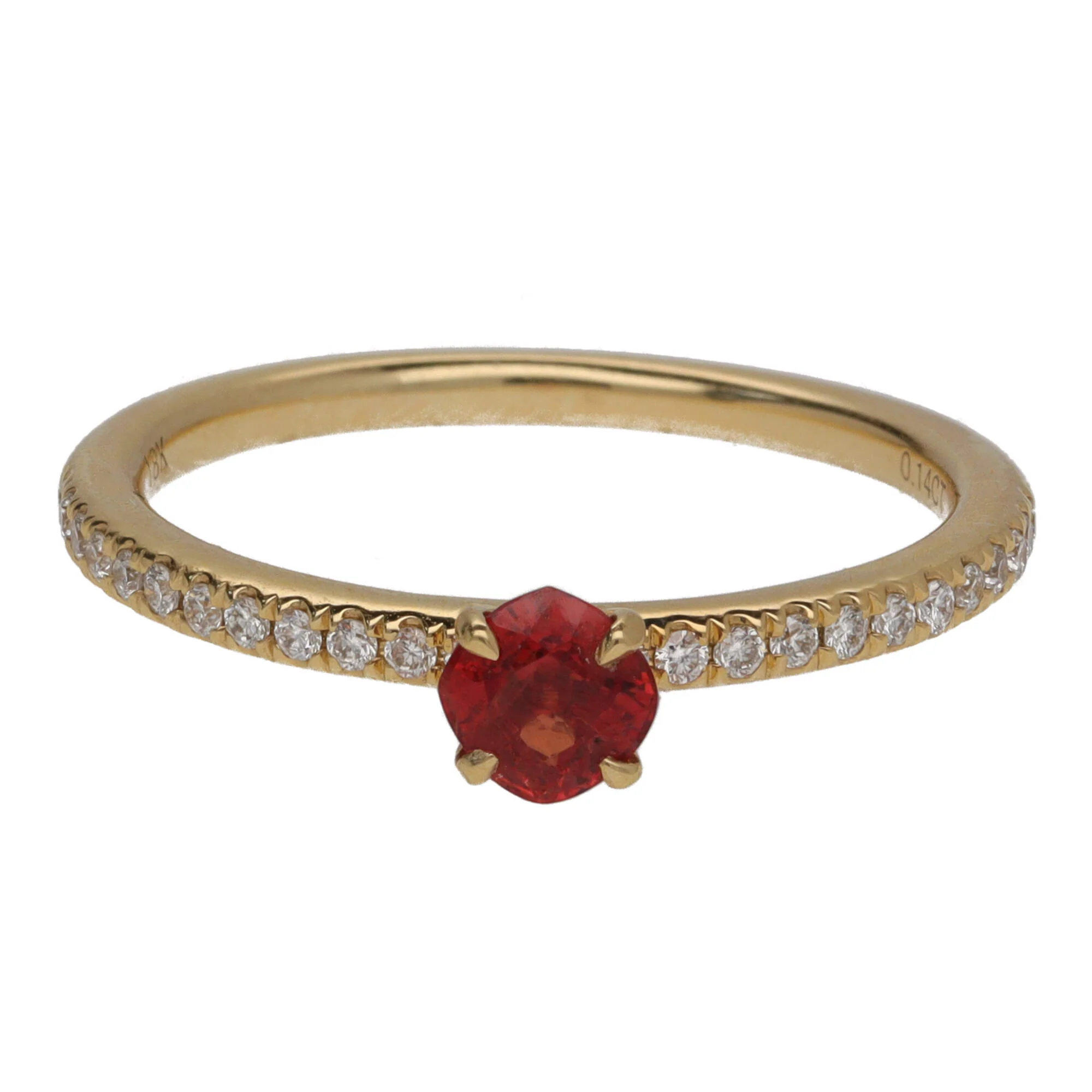 Ntinga Orange Sapphire and Diamond 18ct Yellow Gold Ring - Image 2