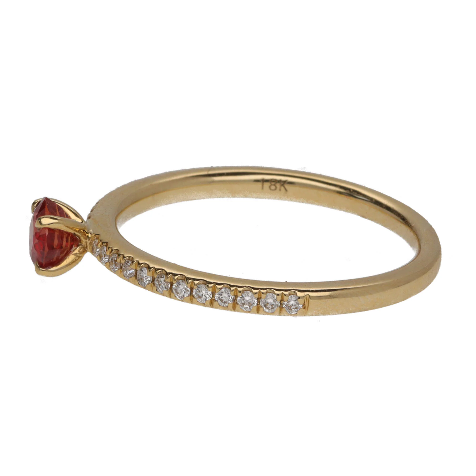 Ntinga Orange Sapphire and Diamond 18ct Yellow Gold Ring - Image 3