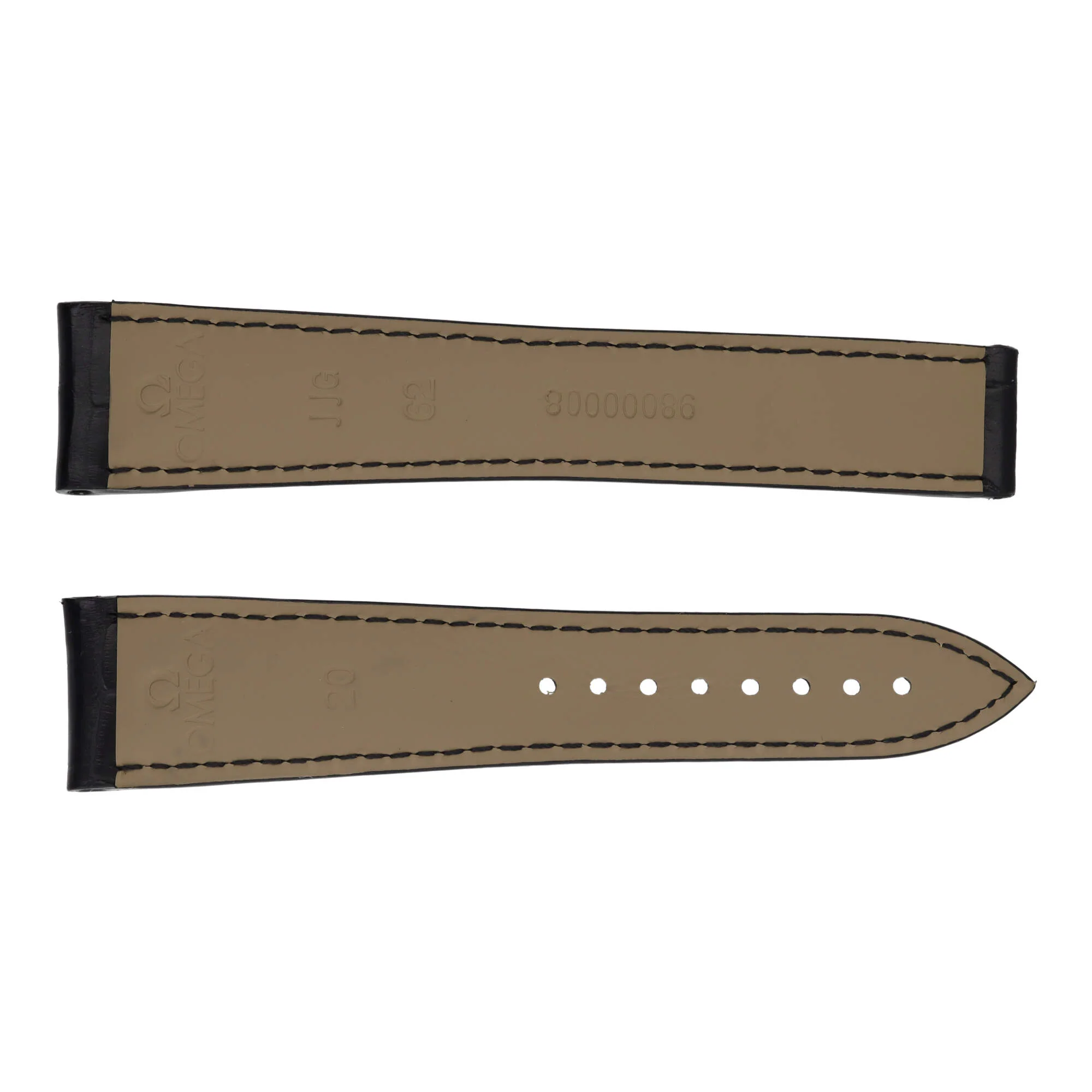 Omega Watch Strap. Speedmaster 20mm Black Leather Strap - Image 2