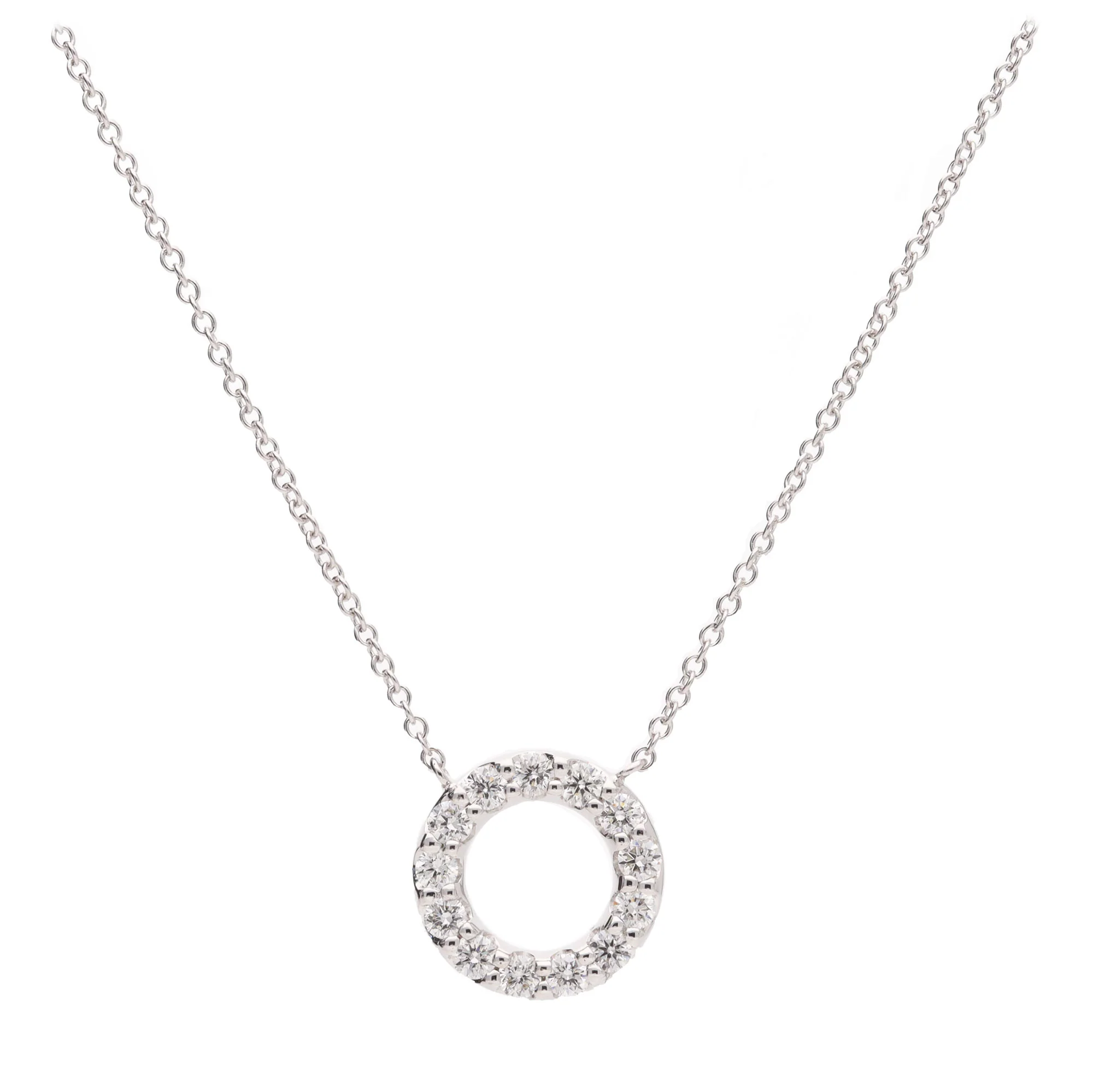 Open Circle Diamond 0.27ct 18ct White Gold Necklace