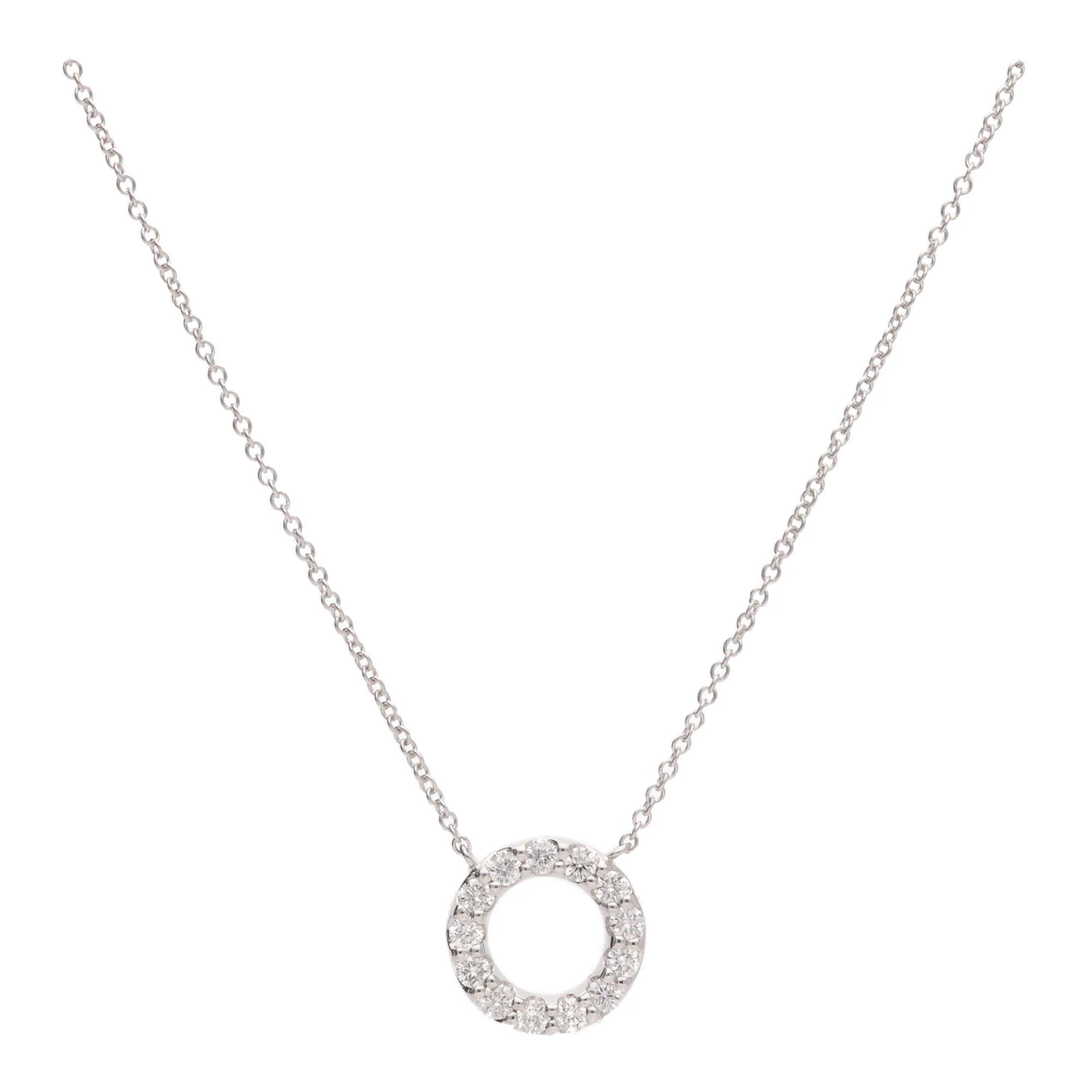 Open Circle Diamond 0.27ct 18ct White Gold Necklace - Image 2