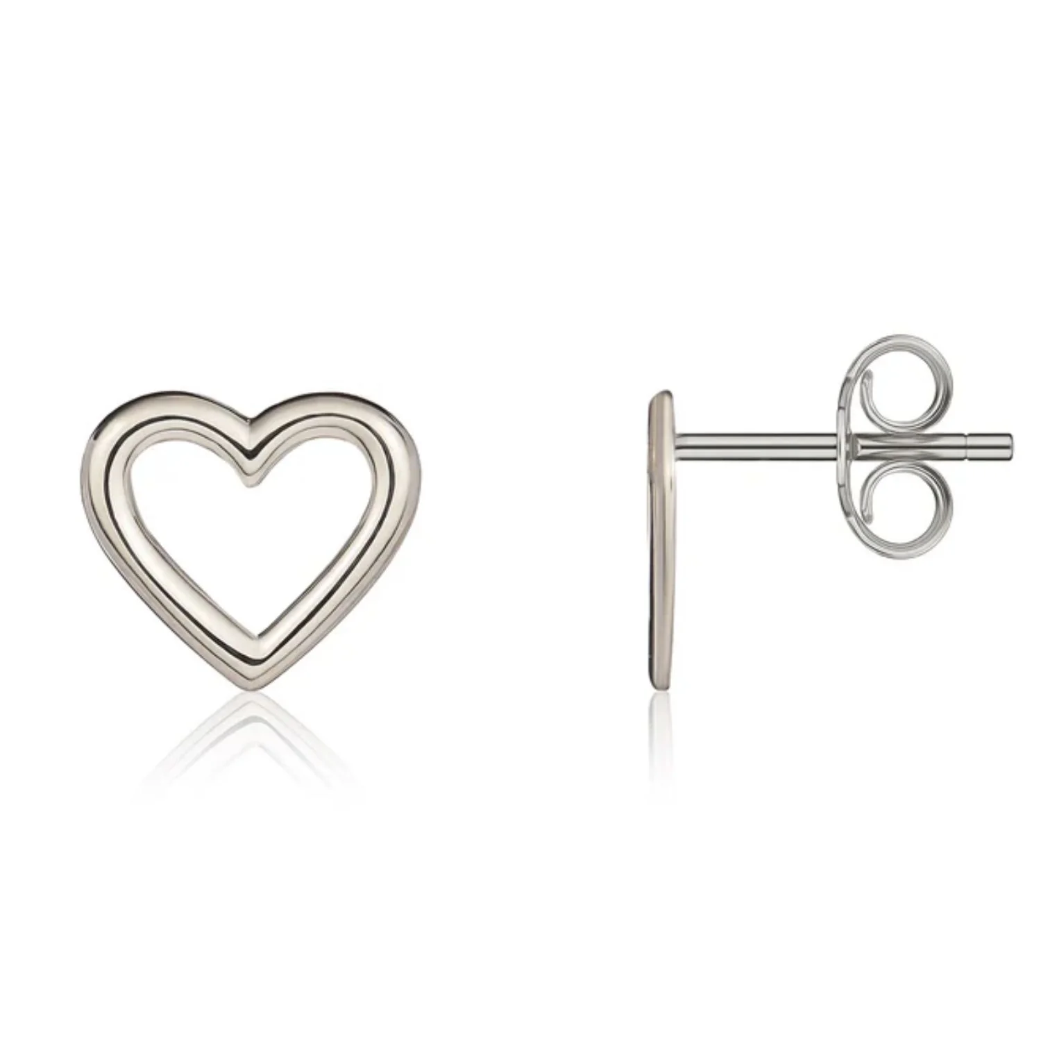 Open Heart 9ct White Gold Stud Earrings - Image 2