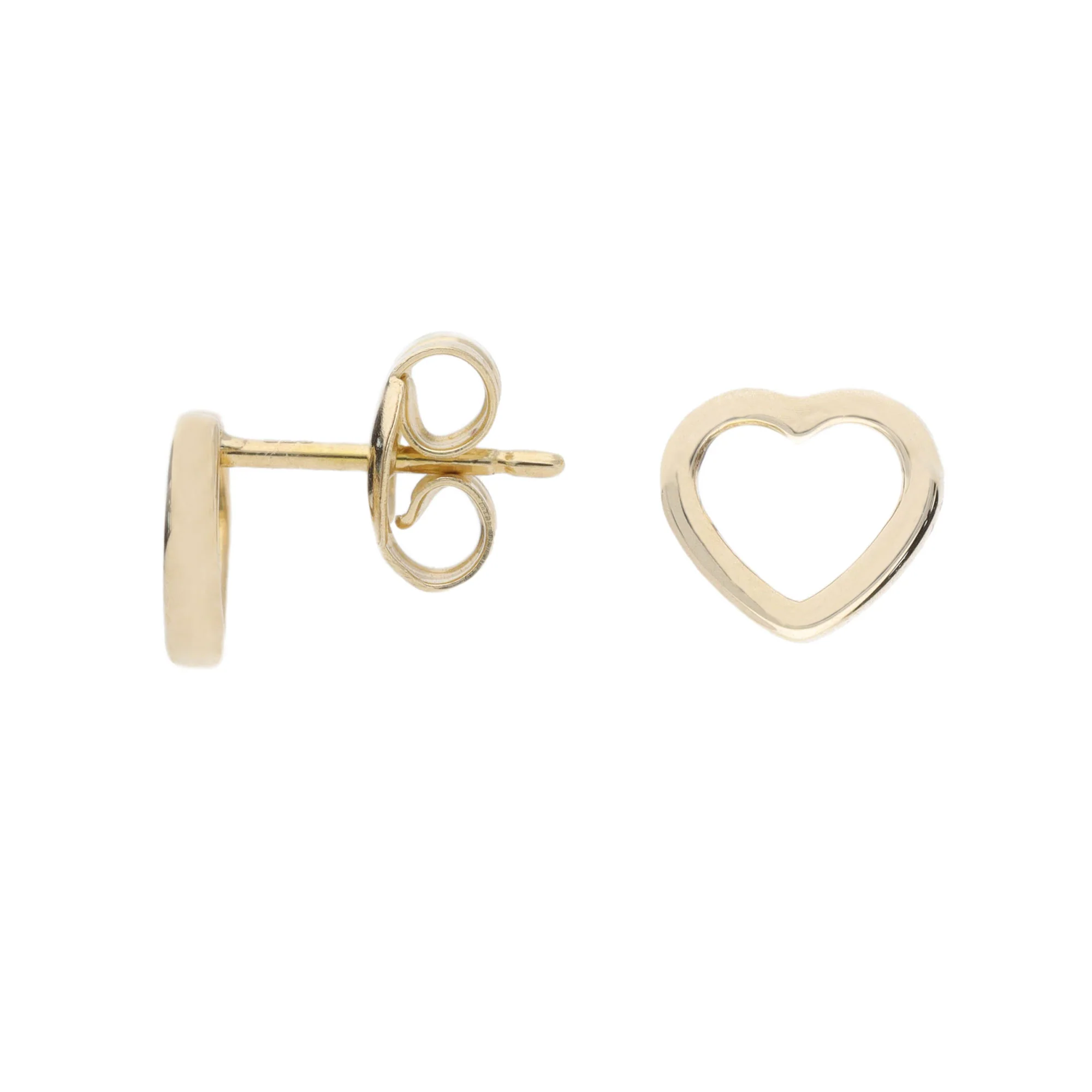 Open Heart 9ct Yellow Gold Stud Earrings - Image 2