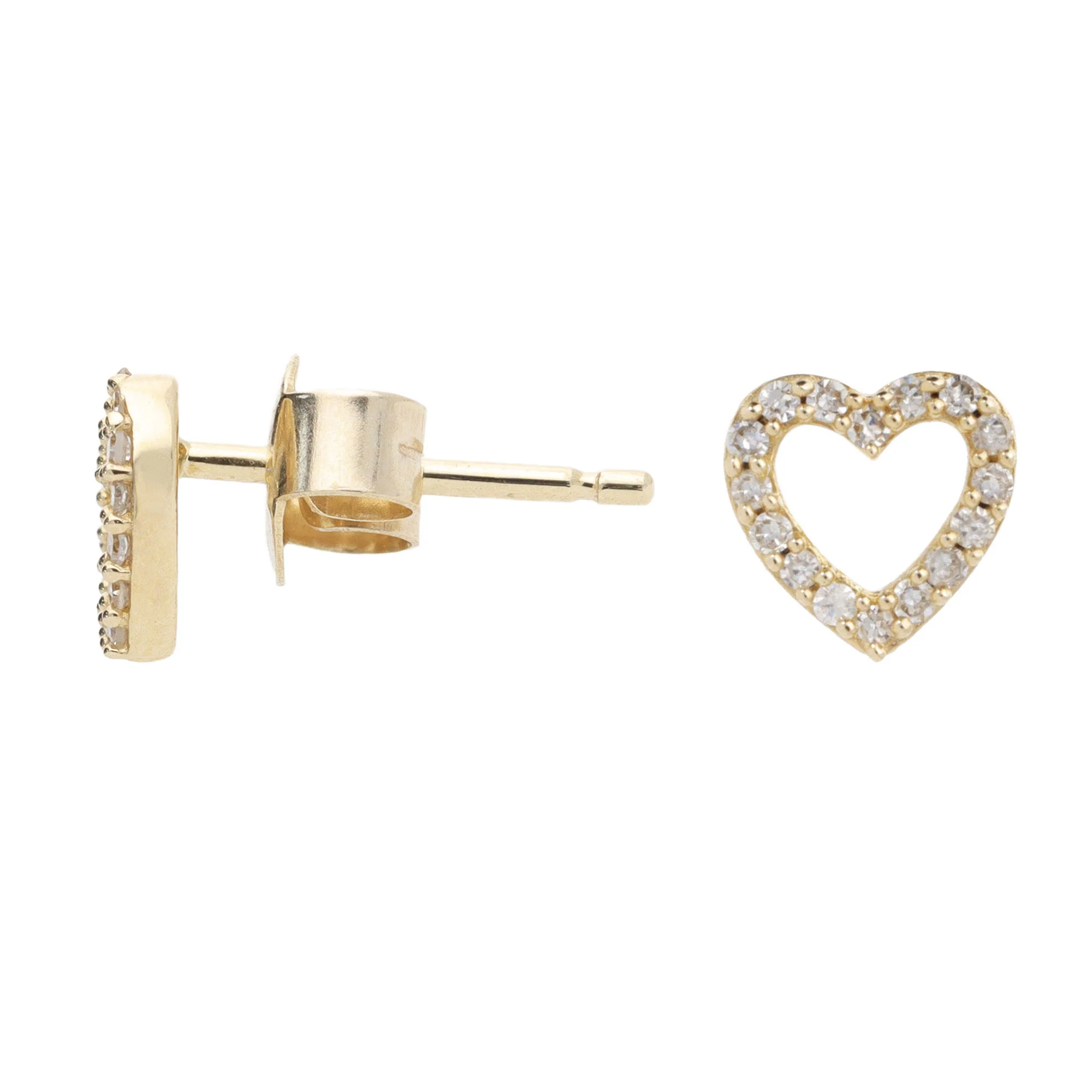 Open Heart Diamond 9ct Yellow Gold Stud Earrings - Image 2