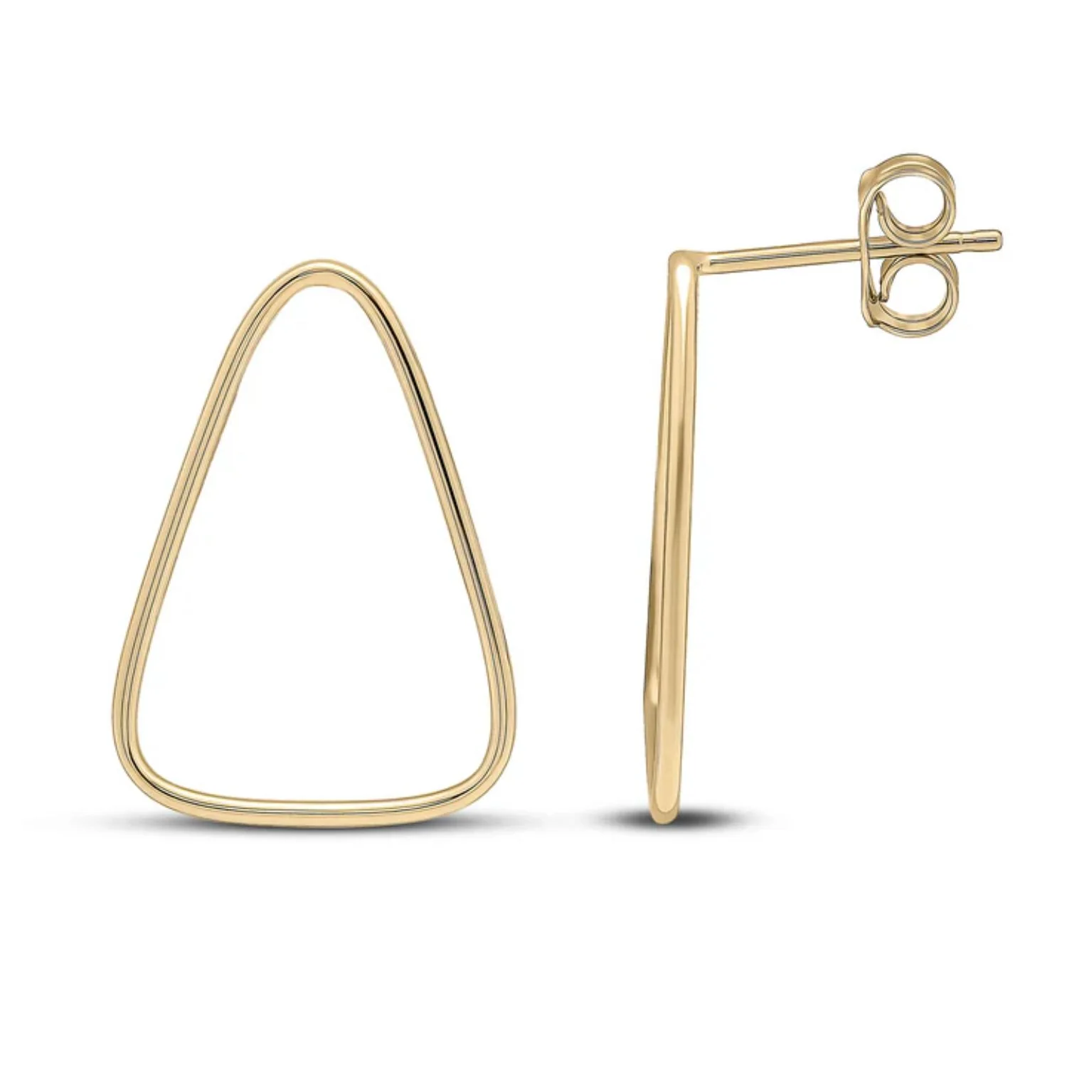 Open Triangle 9ct Yellow Gold Stud Earrings - Image 2